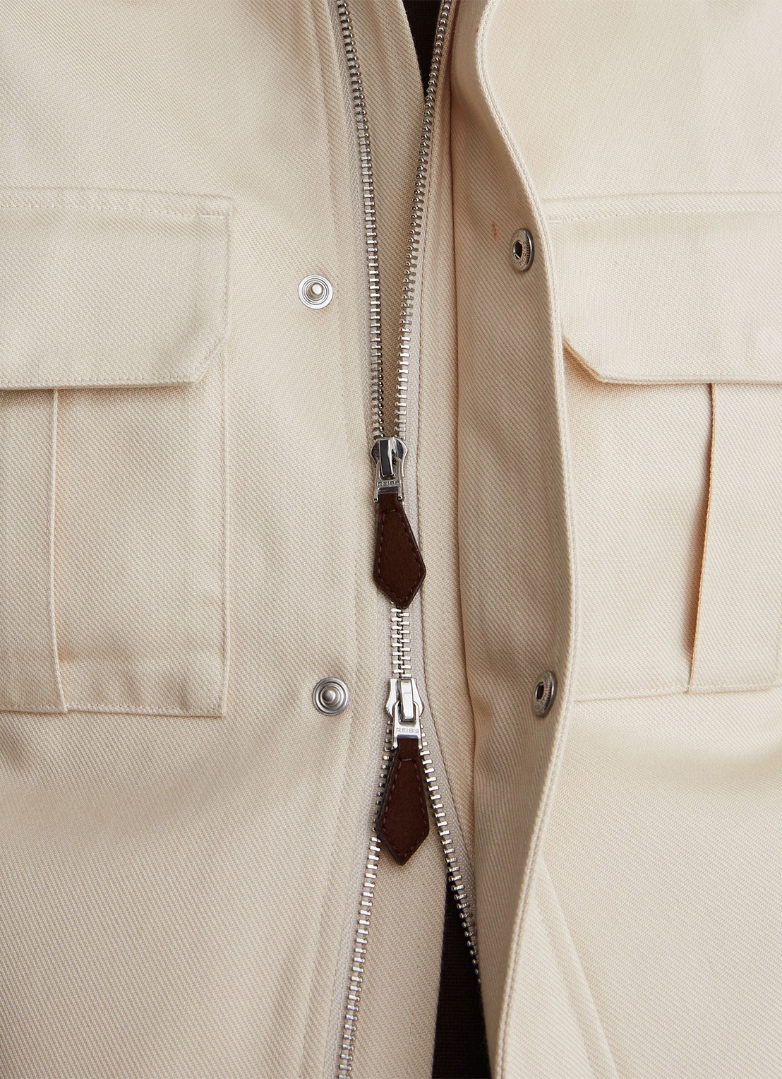 Reiss Americas bomberjack met klepzakken  - detail 5 stone / beige