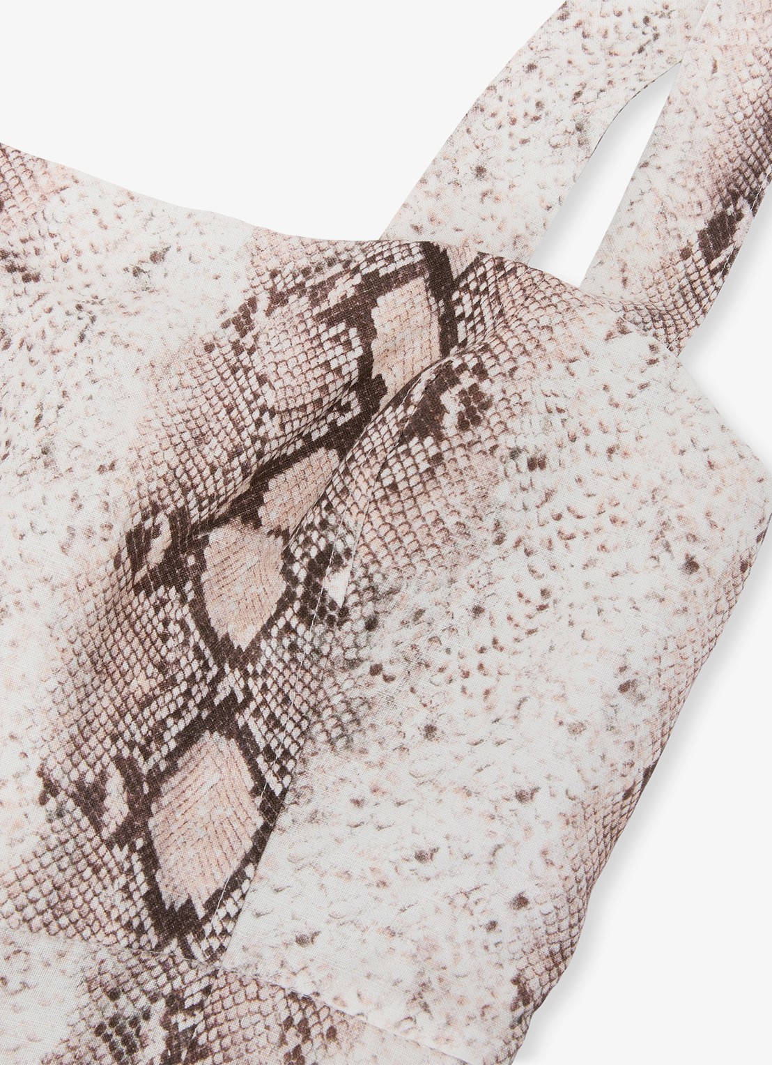 Reiss Amy midi jurk in linnenblend met slangenprint - detail 3 beige