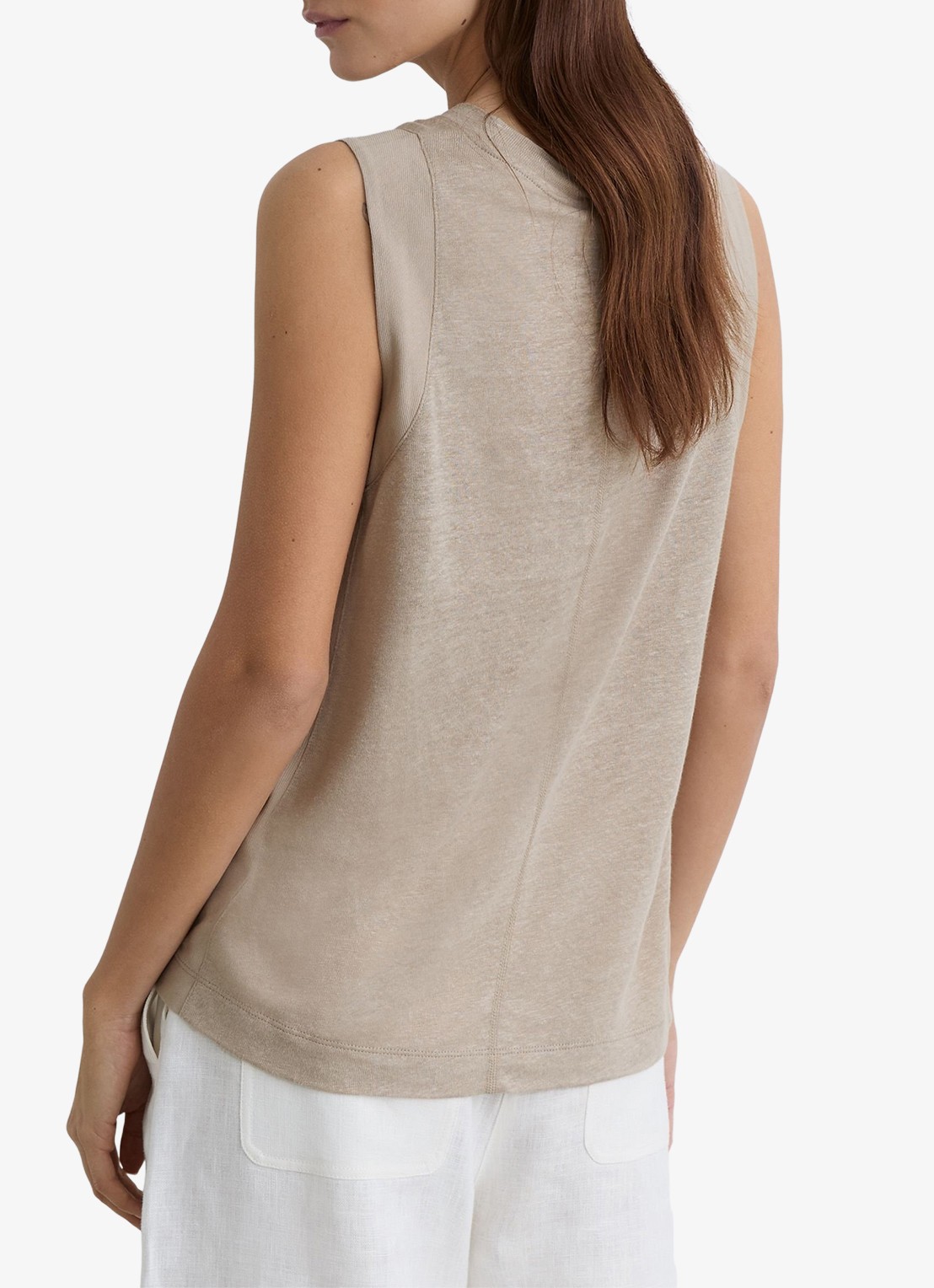 Reiss Amy top van linnen - achterkant 5 beige