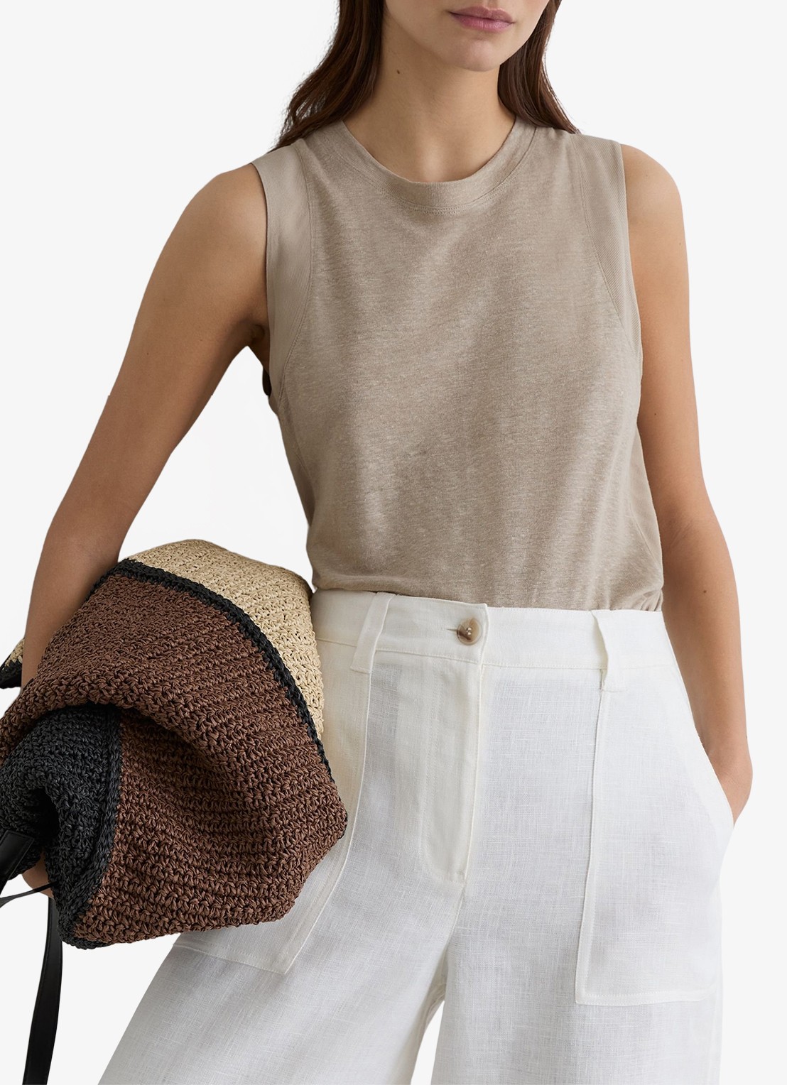Reiss Amy top van linnen - detail 3 beige