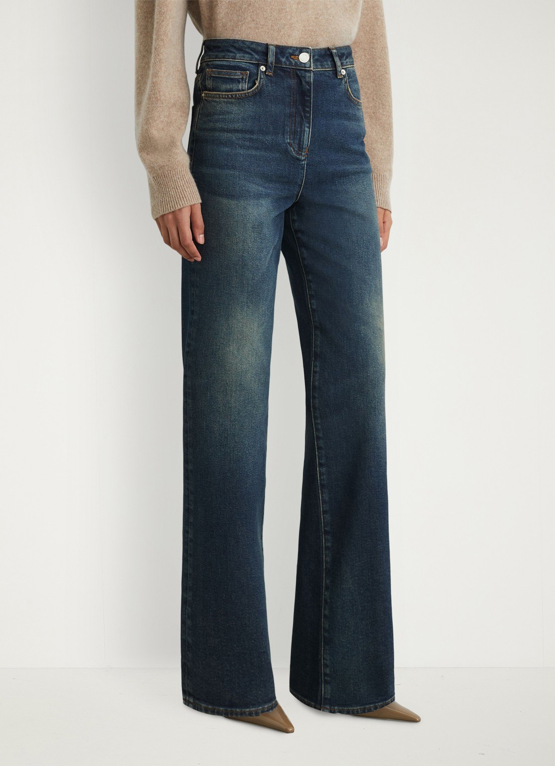 Reiss Andi high waist bootcut jeans - detail donkerblauw