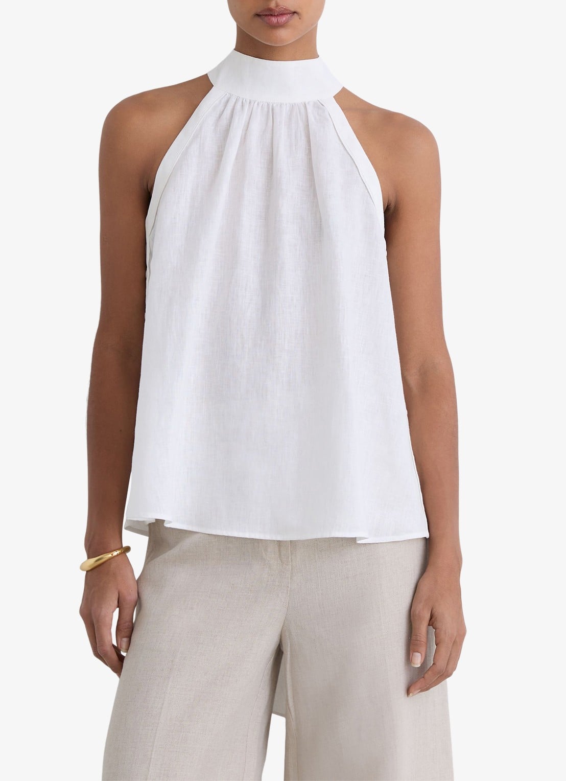 Reiss Andi top van linnen - detail wit