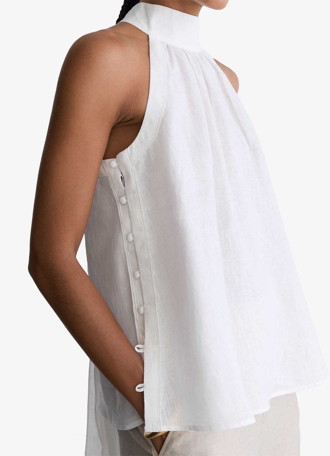 Reiss Andi top van linnen - detail 2 wit
