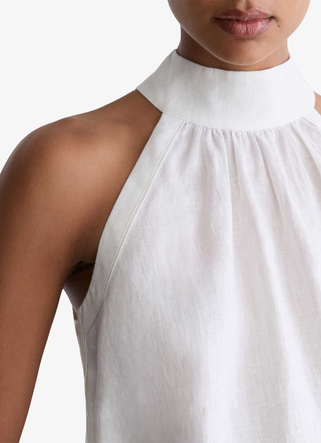 Reiss Andi top van linnen - detail 3 wit