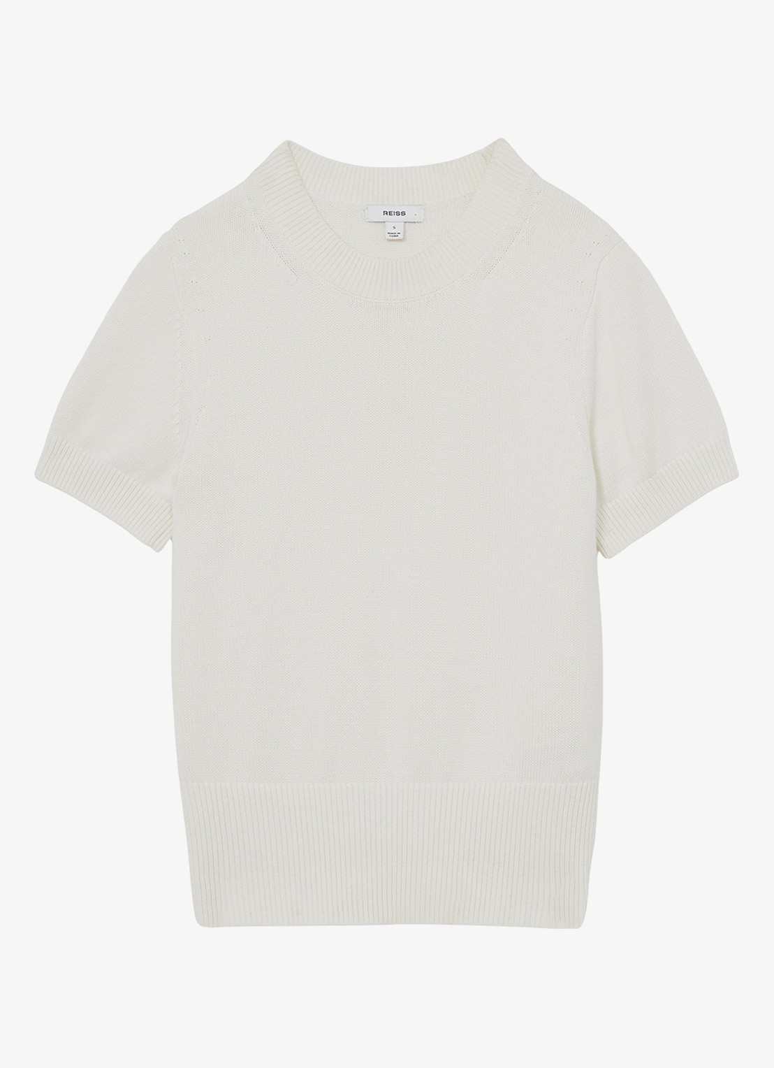 Reiss Anita fijngebreid T-shirt in wolblend - voorkant ivoor
