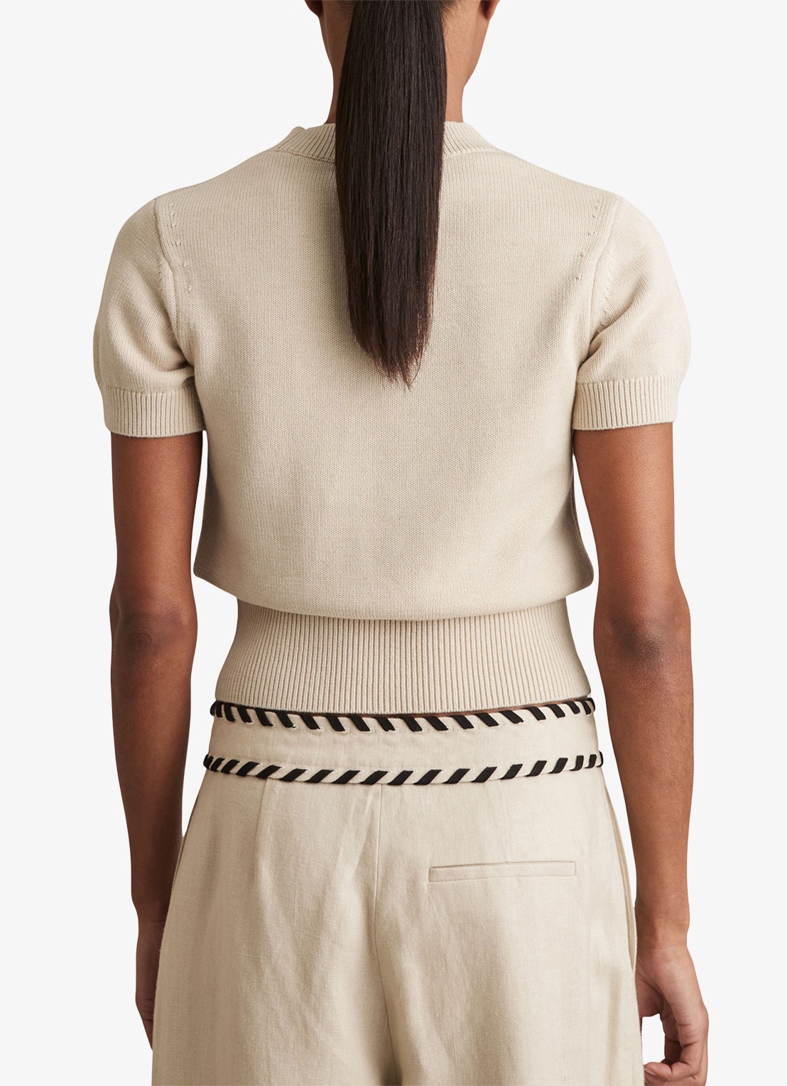 Reiss Anita fijngebreid T-shirt in wolblend - achterkant 5 creme