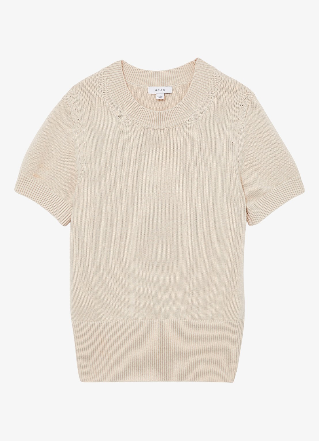 Reiss Anita fijngebreid T-shirt in wolblend - voorkant 3 creme