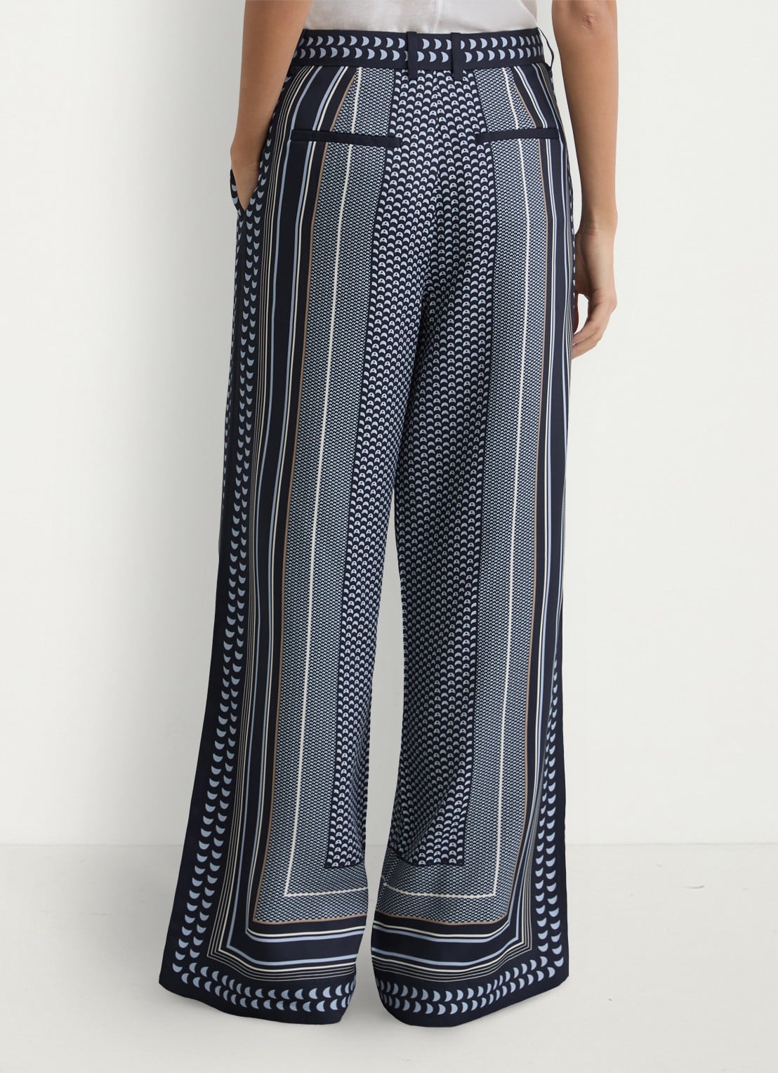 Reiss Anna high waist wide fit pantalon met print - achterkant 7 blauw