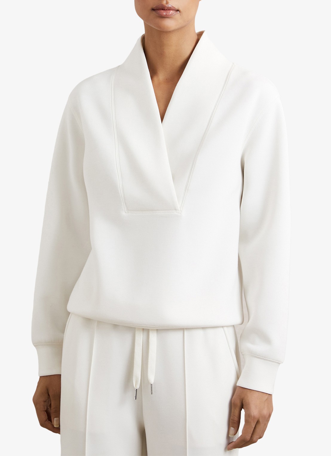 Reiss ANNABEL Premium Interlock Shawl-Neck Sweatshirt with Modal - detail wit