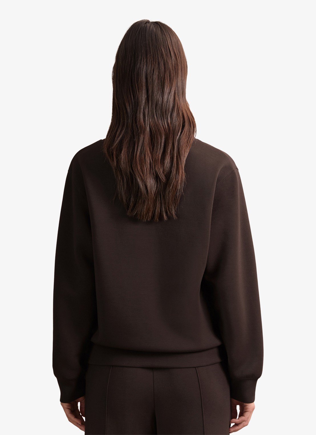 Reiss ANNABEL Premium Interlock Shawl-Neck Sweatshirt with Modal - achterkant 3 chocoladebruin