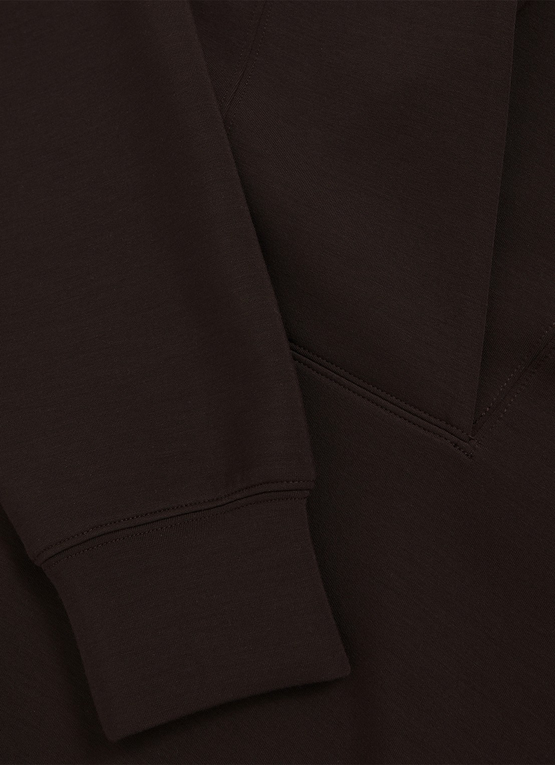 Reiss ANNABEL Premium Interlock Shawl-Neck Sweatshirt with Modal - detail 5 chocoladebruin