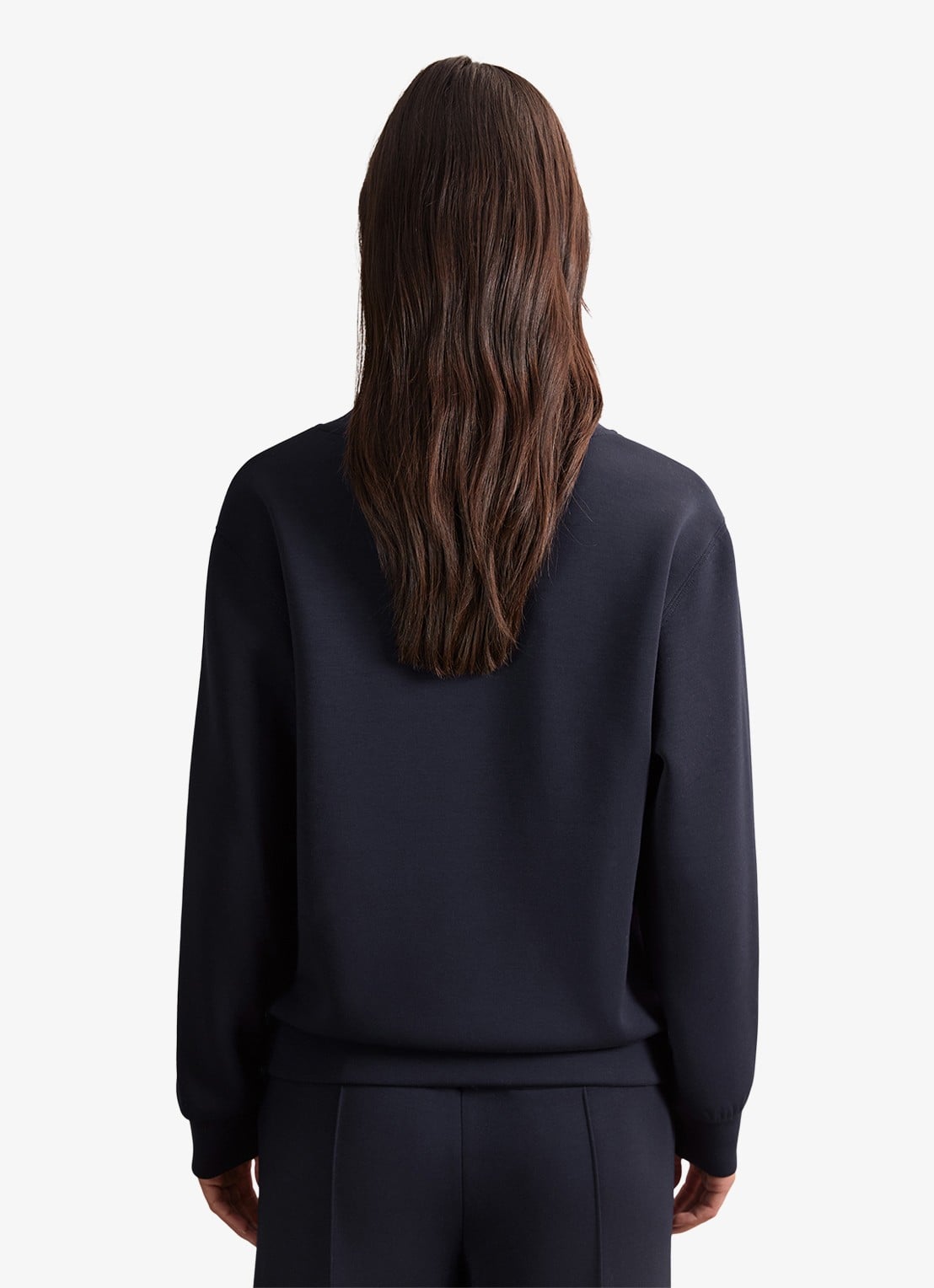 Reiss ANNABEL Premium Interlock Shawl-Neck Sweatshirt with Modal - achterkant blauw