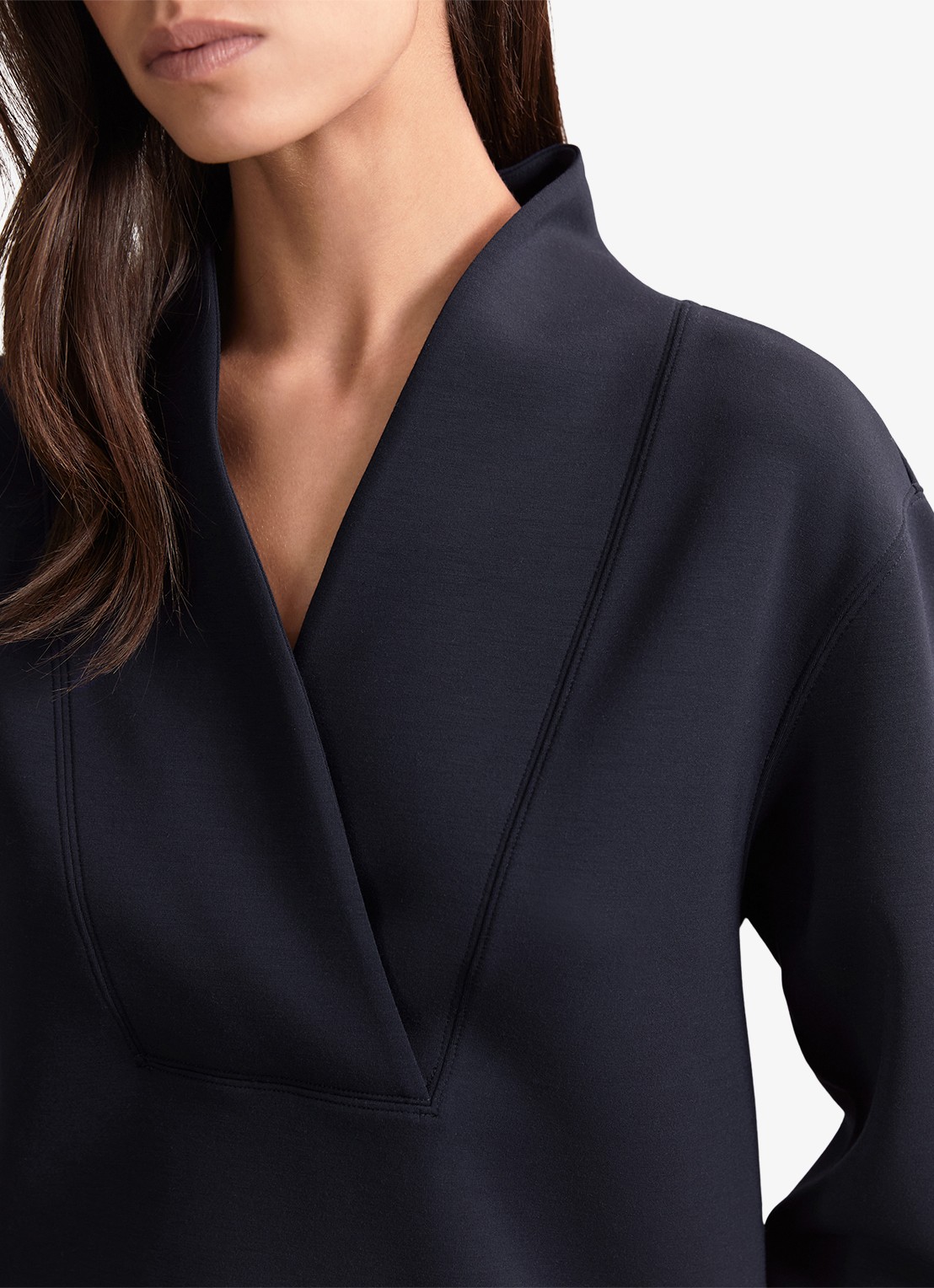 Reiss ANNABEL Premium Interlock Shawl-Neck Sweatshirt with Modal - detail 3 blauw