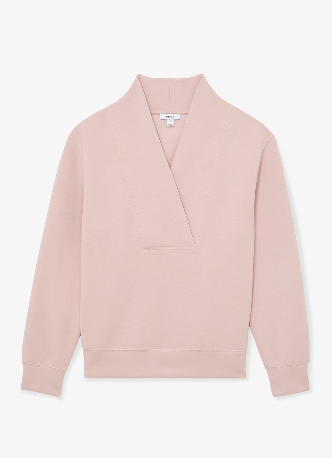 Reiss ANNABEL Premium Interlock Shawl-Neck Sweatshirt with Modal - voorkant 5 roze