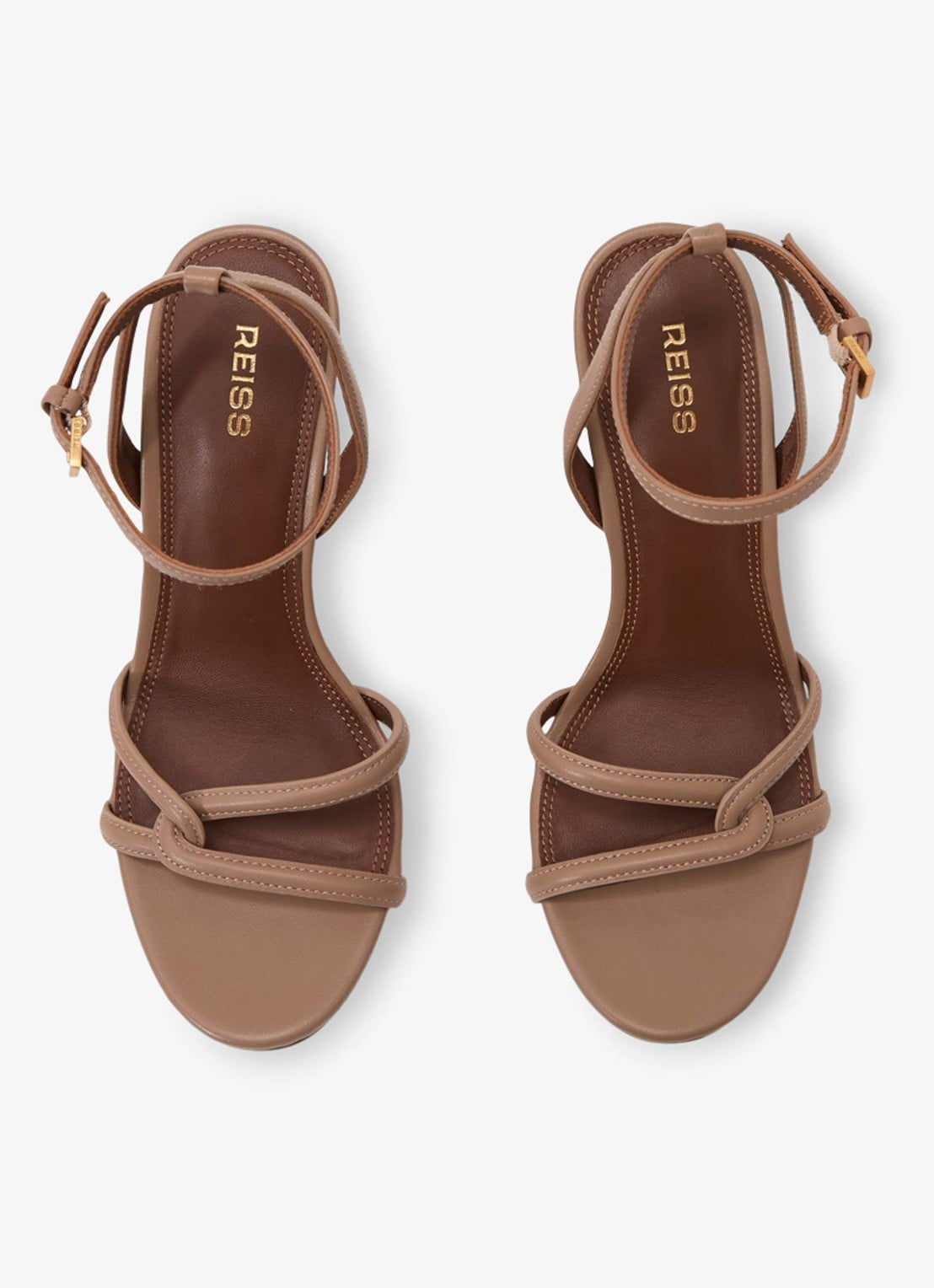 Reiss ANNABELLE Leather Link-Strap Stiletto Sandals - detail 4 neutral / beige