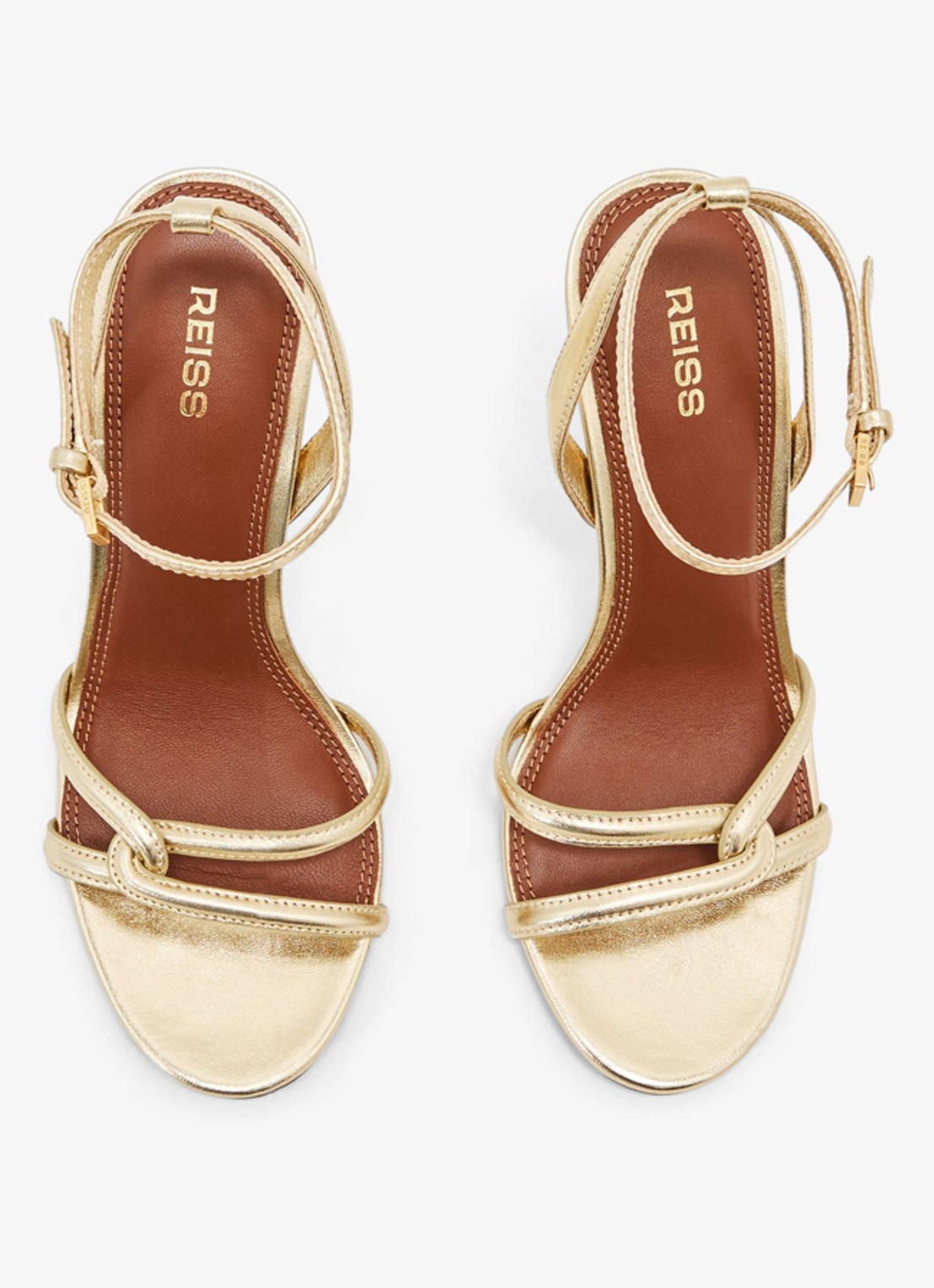 Reiss ANNABELLE Leather Link-Strap Stiletto Sandals - detail 3 goud