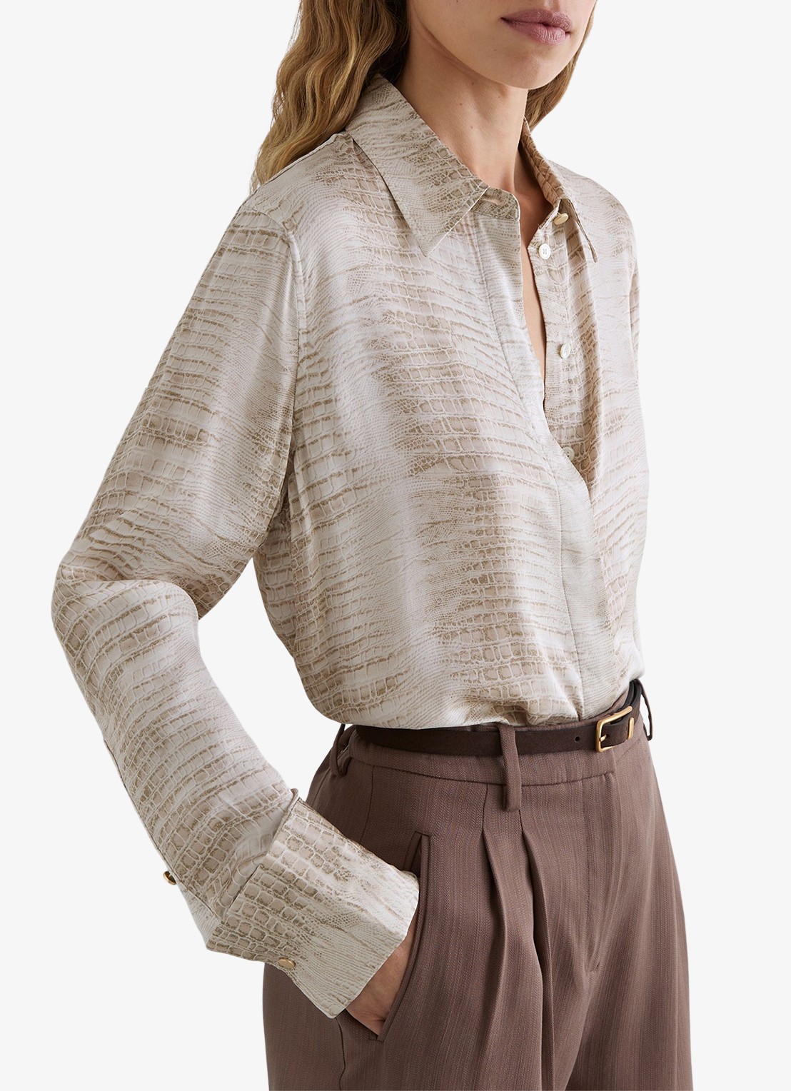 Reiss Annie tuniek met slangenprint - detail neutral / beige