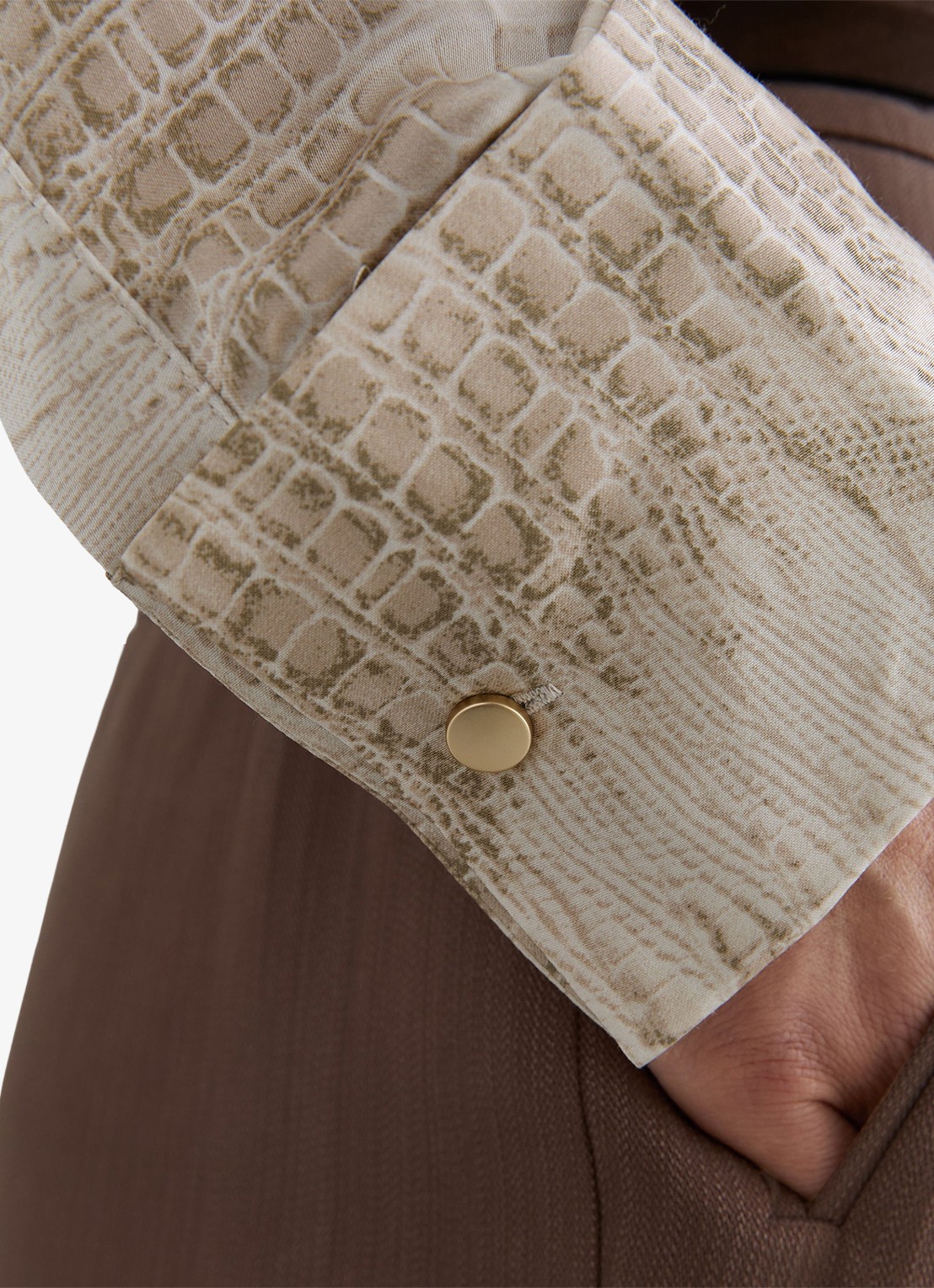 Reiss Annie tuniek met slangenprint - detail 2 neutral / beige