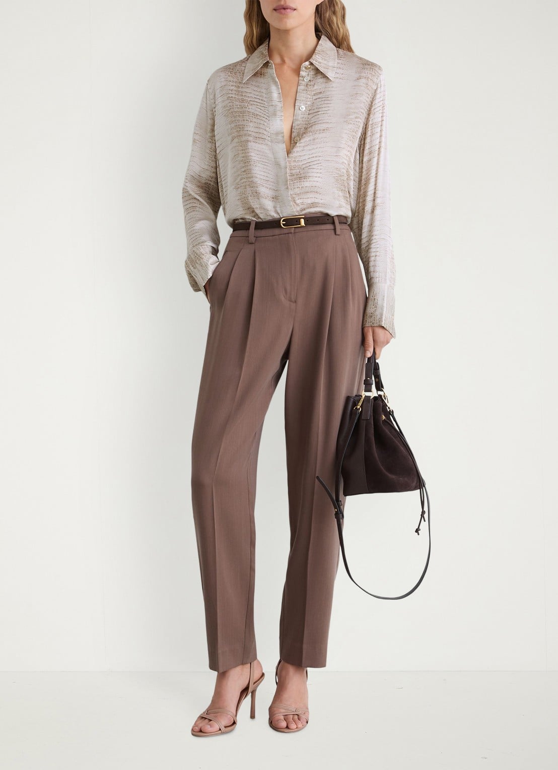 Reiss Annie tuniek met slangenprint - voorkant 6 neutral / beige