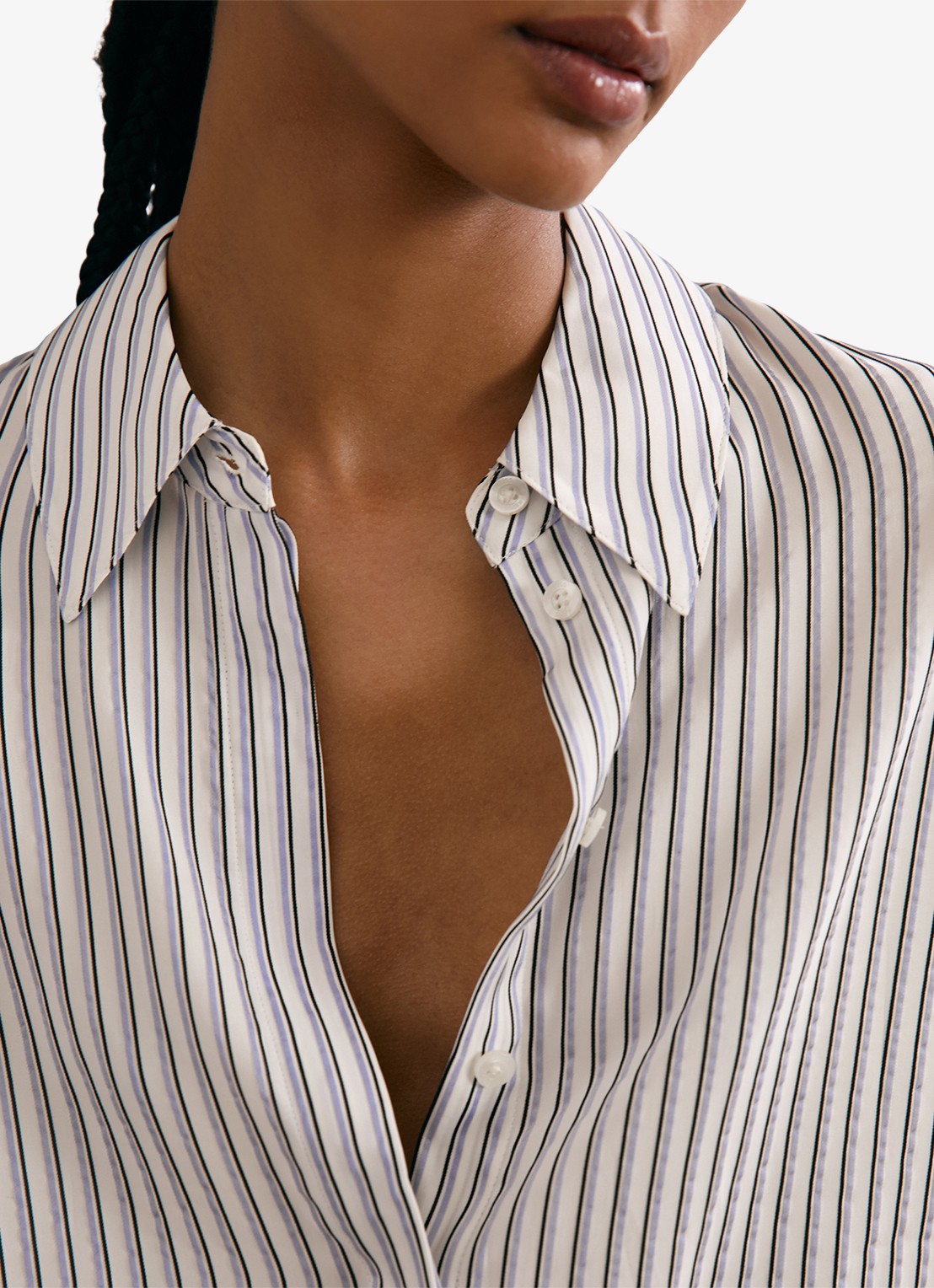 Reiss Annika blouse met streepprint - detail 4 lichtblauw