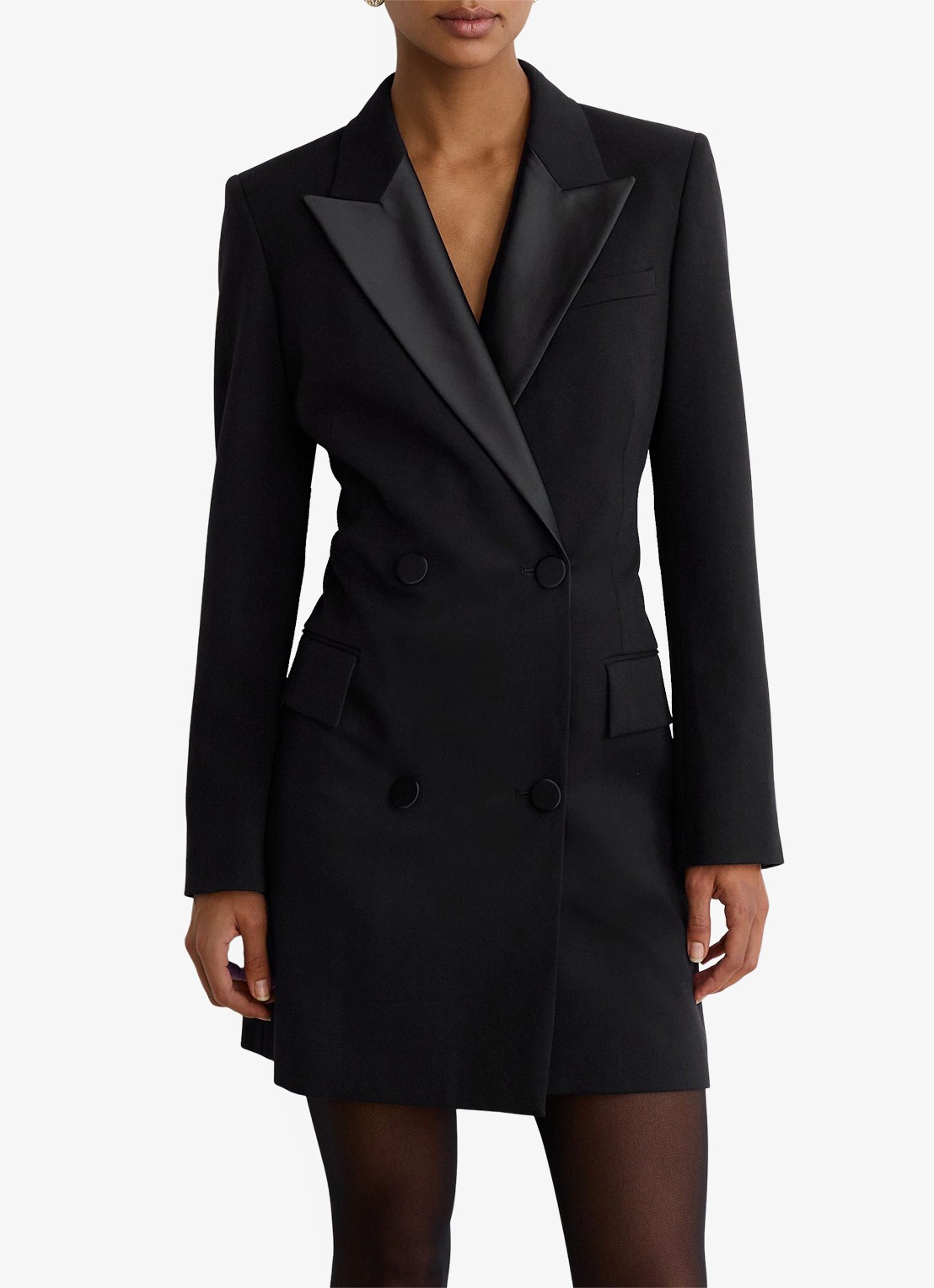 Reiss Annika double-breasted mini blazerjurk met klepzakken - detail 3 black / zwart