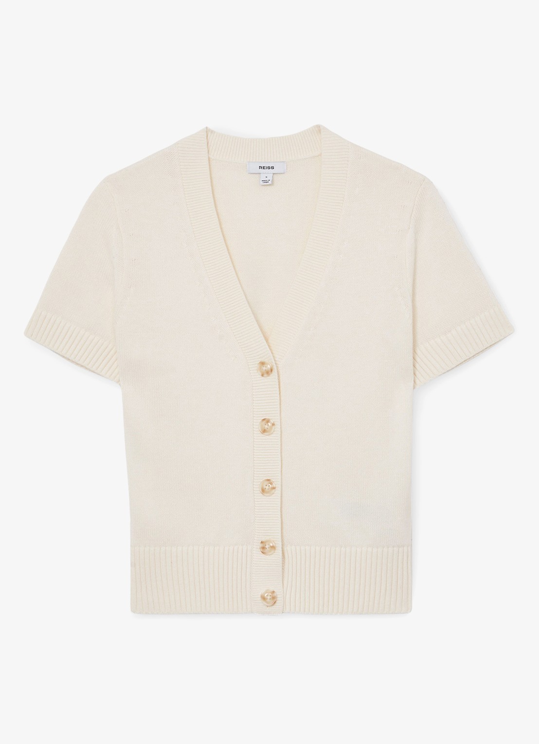 Reiss Anya fijngebreid vest in wolblend - voorkant 2 wit