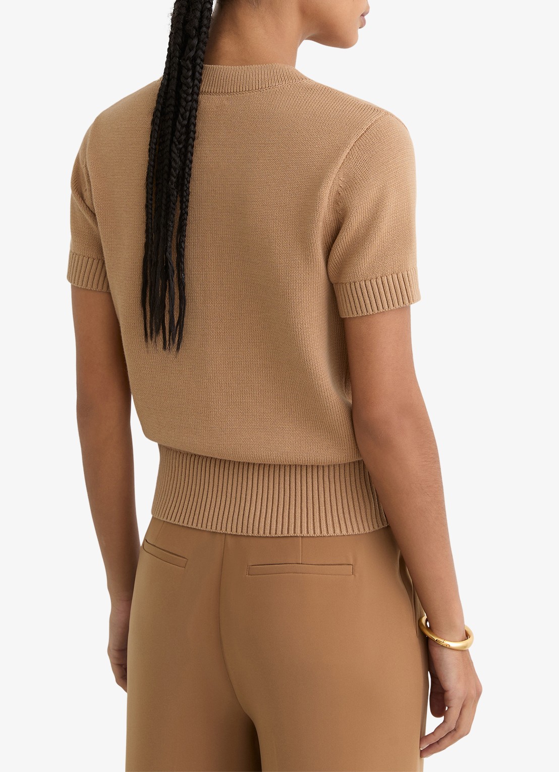 Reiss Anya fijngebreid vest in wolblend - achterkant 7 camel