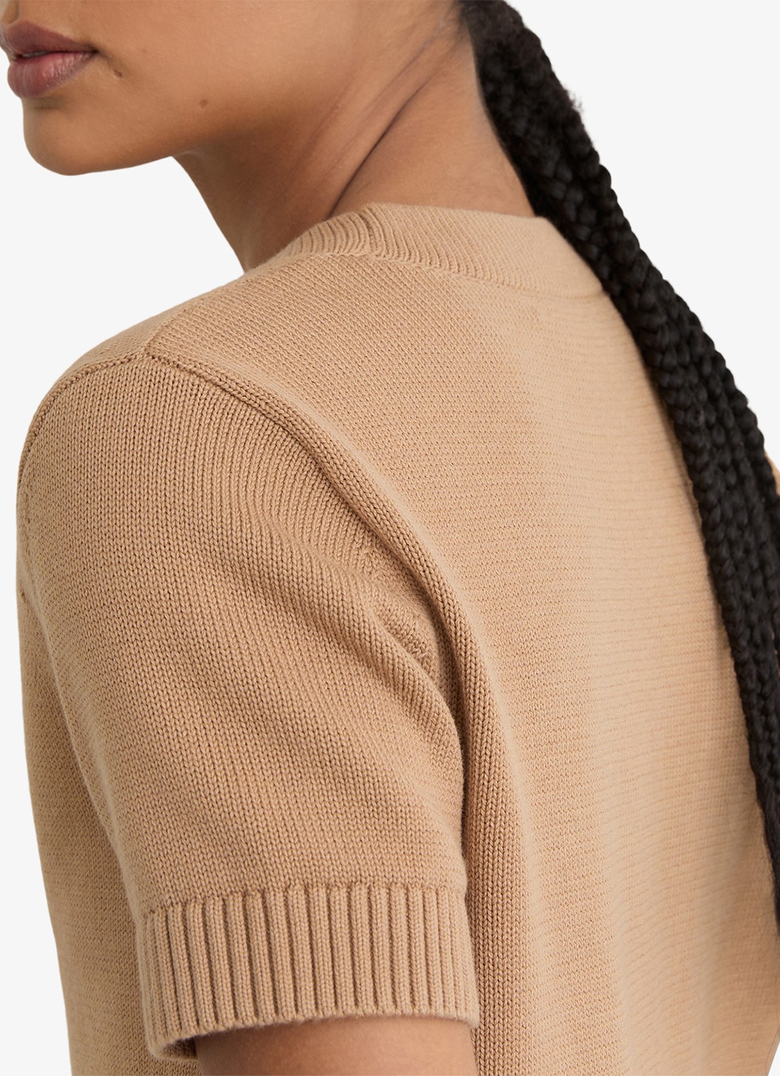 Reiss Anya fijngebreid vest in wolblend - detail 3 camel