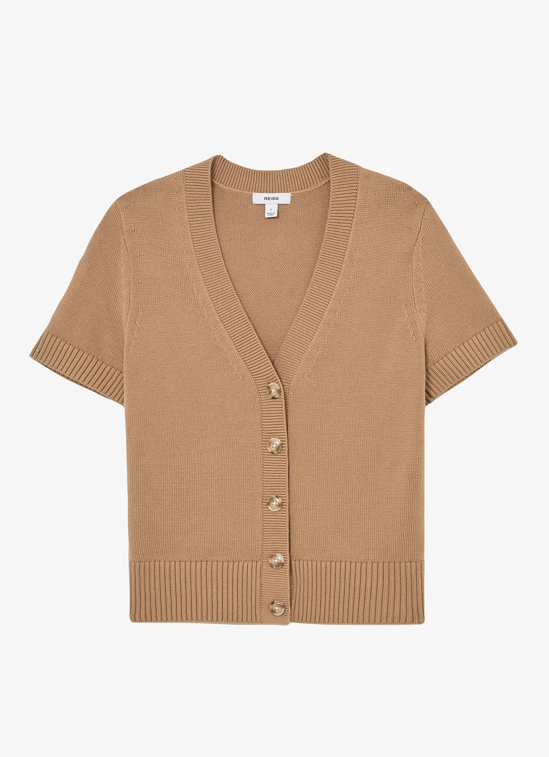Reiss Anya fijngebreid vest in wolblend - voorkant 5 camel
