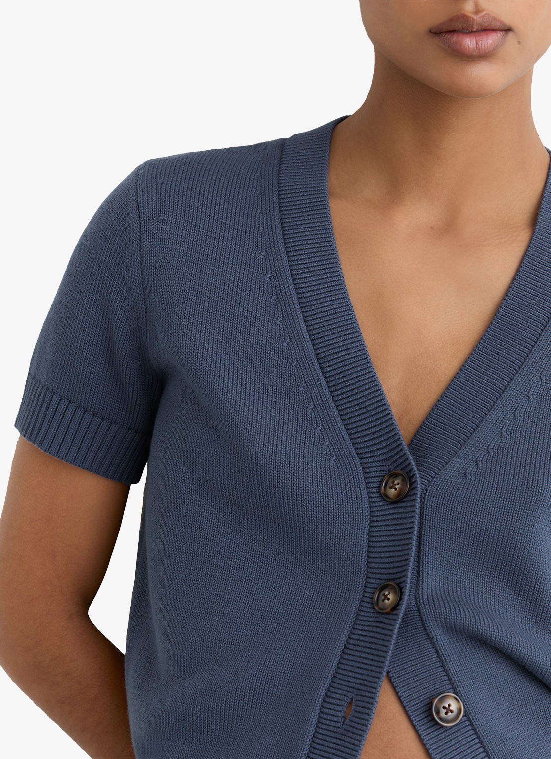 Reiss Anya fijngebreid vest in wolblend - detail 5 donkerblauw