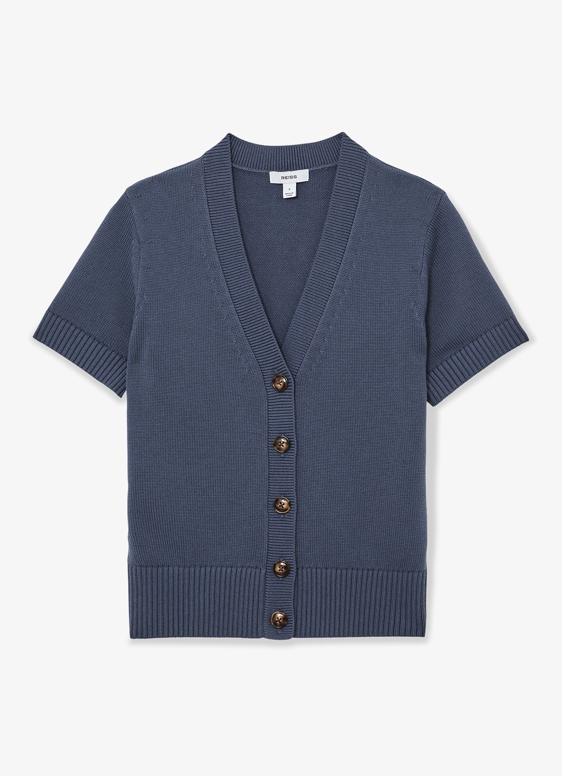 Reiss Anya fijngebreid vest in wolblend - voorkant 2 donkerblauw