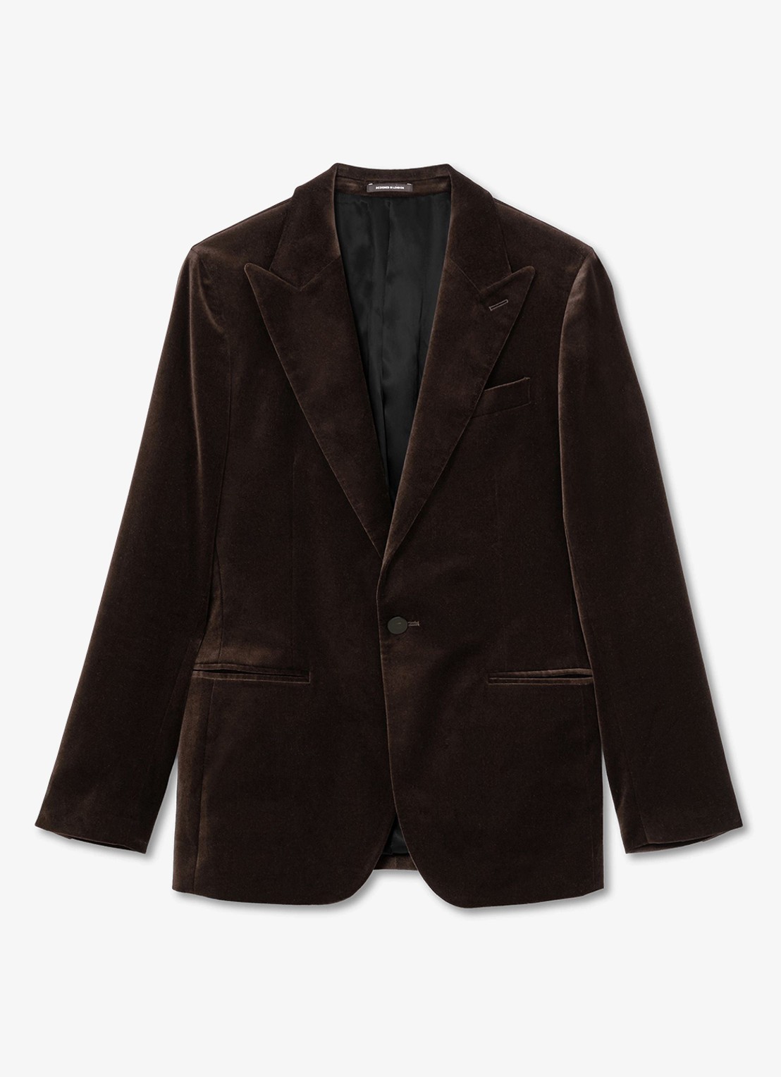 Reiss Apsara slim fit colbert van fluweel met borstzak - voorkant brown / bruin