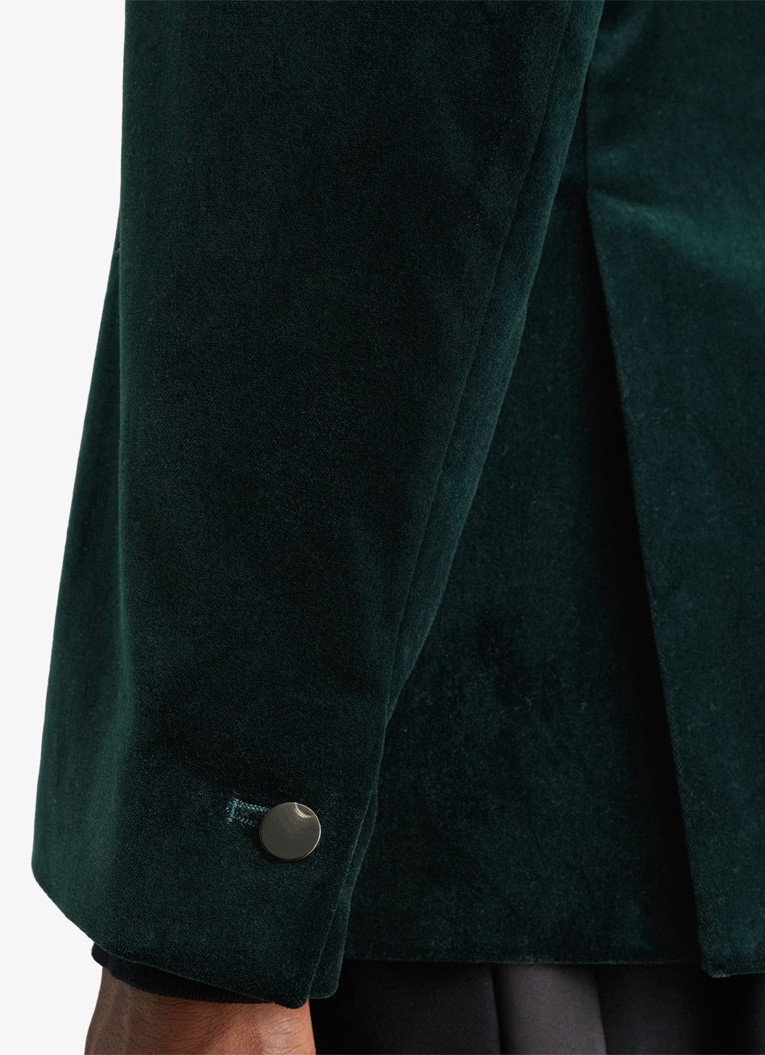 Reiss Apsara slim fit colbert van fluweel met borstzak - detail 2 donkergroen