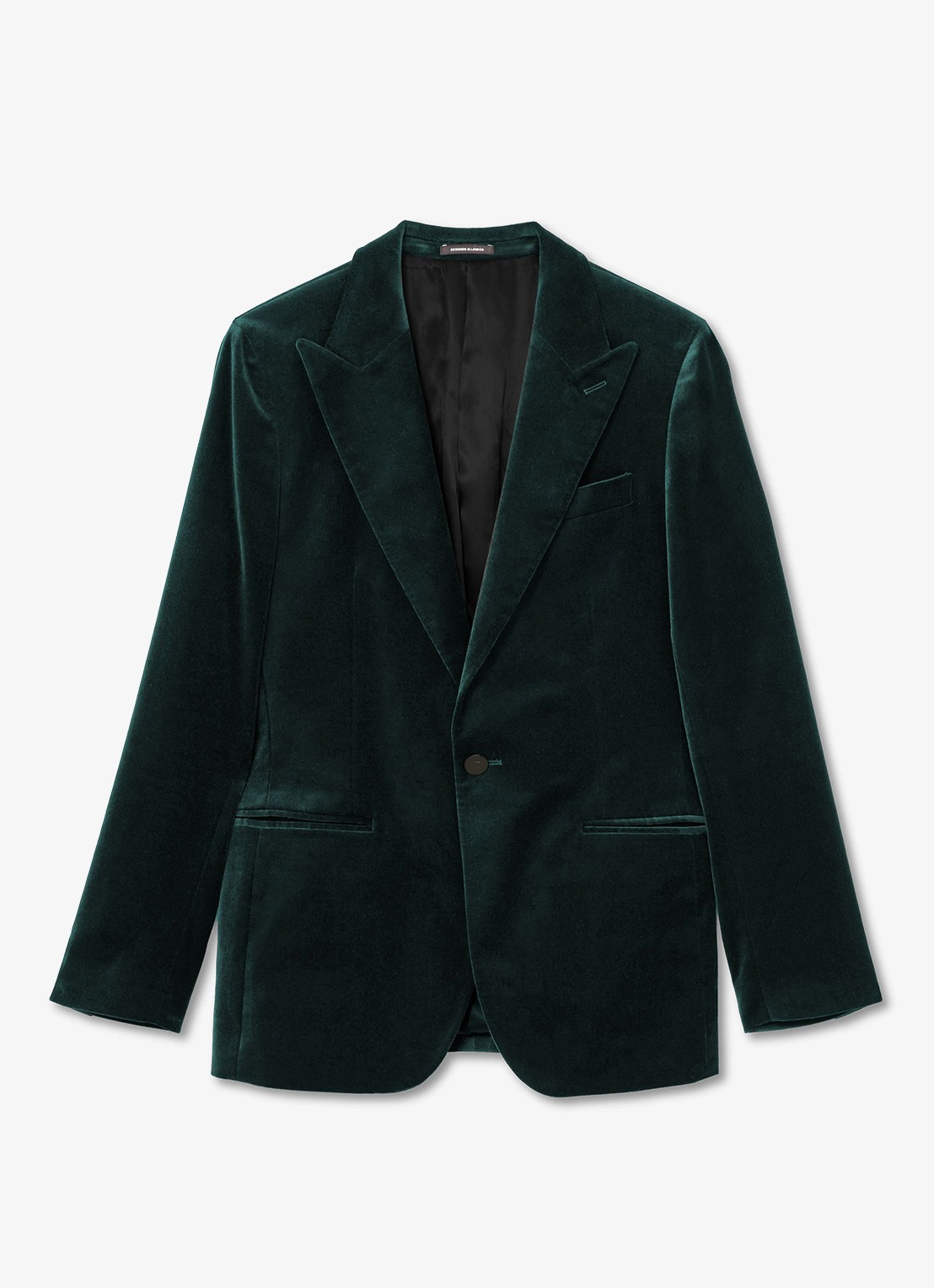 Reiss Apsara slim fit colbert van fluweel met borstzak - voorkant 6 donkergroen