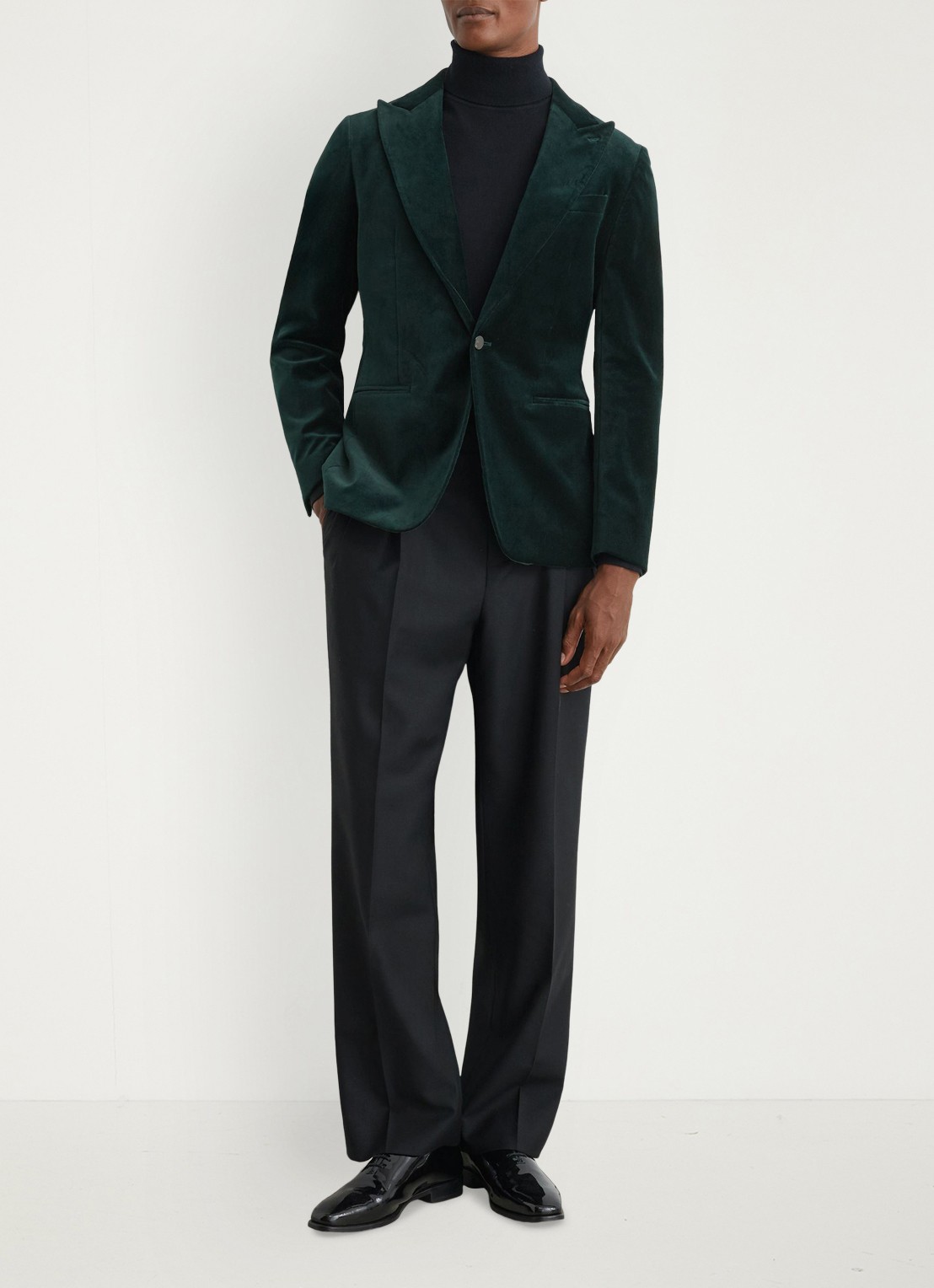 Reiss Apsara slim fit colbert van fluweel met borstzak - voorkant 7 donkergroen