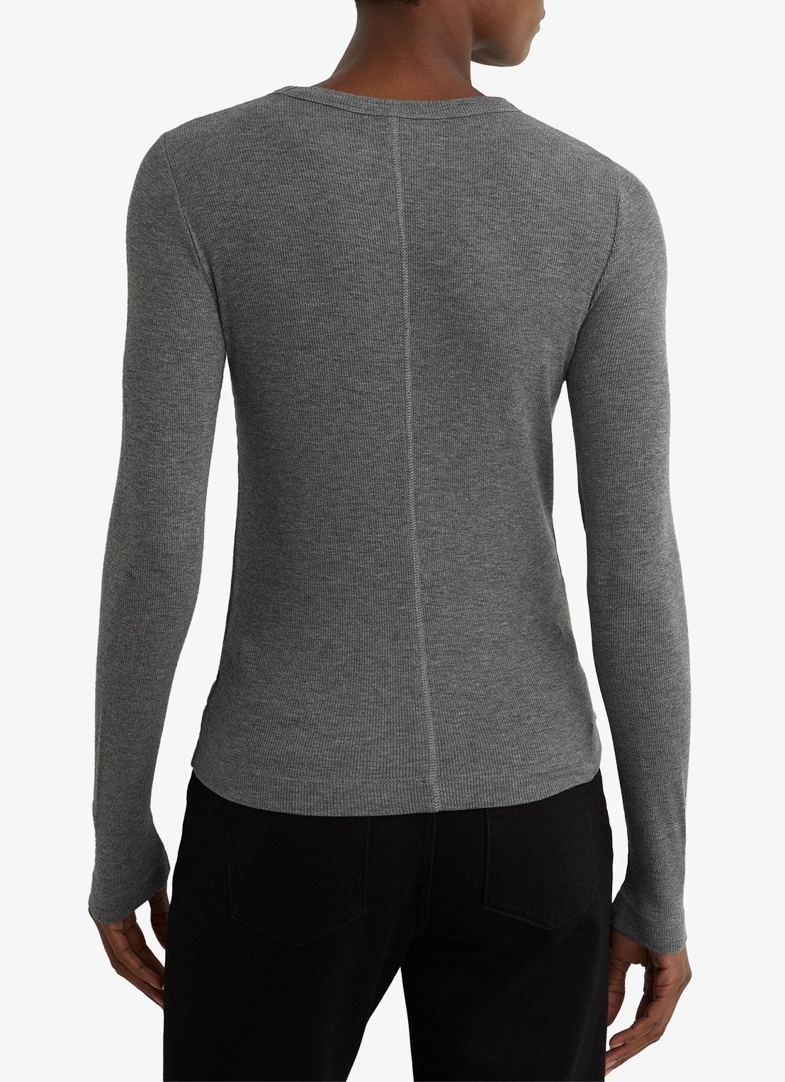 Reiss Arabelle longsleeve met ribstructuur - achterkant 4 donkergrijs