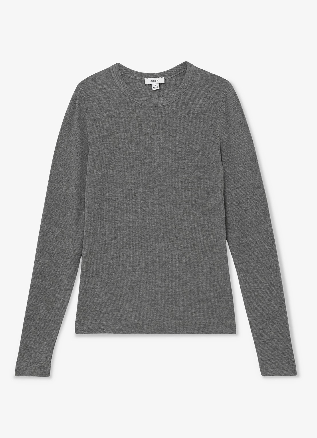 Reiss Arabelle longsleeve met ribstructuur - voorkant 5 donkergrijs