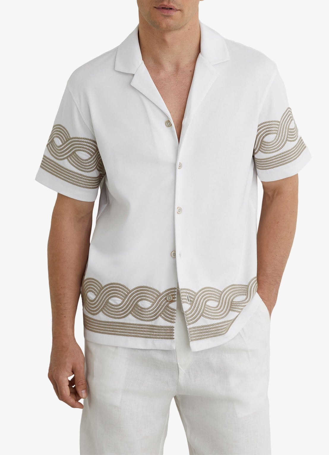 Reiss Arden regular fit overhemd met borduring - detail 4 white / wit