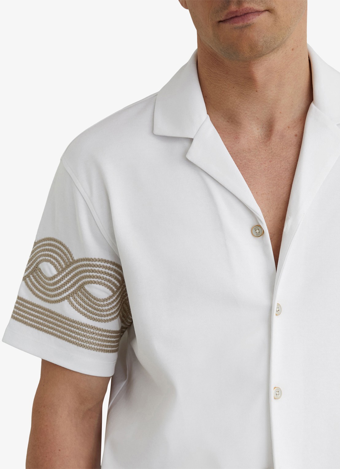 Reiss Arden regular fit overhemd met borduring - detail 5 white / wit