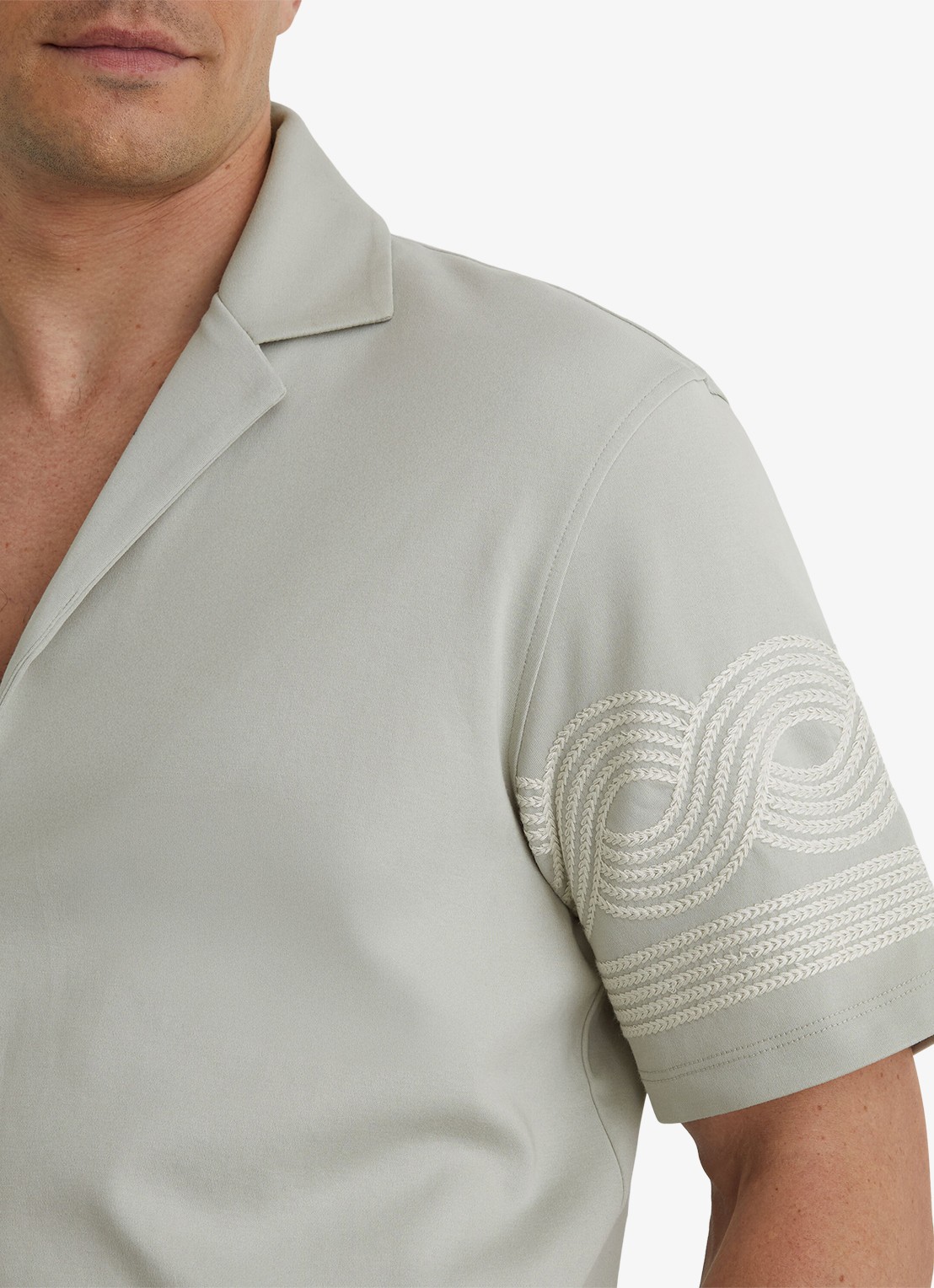 Reiss Arden regular fit overhemd met borduring - detail 7 donkergroen