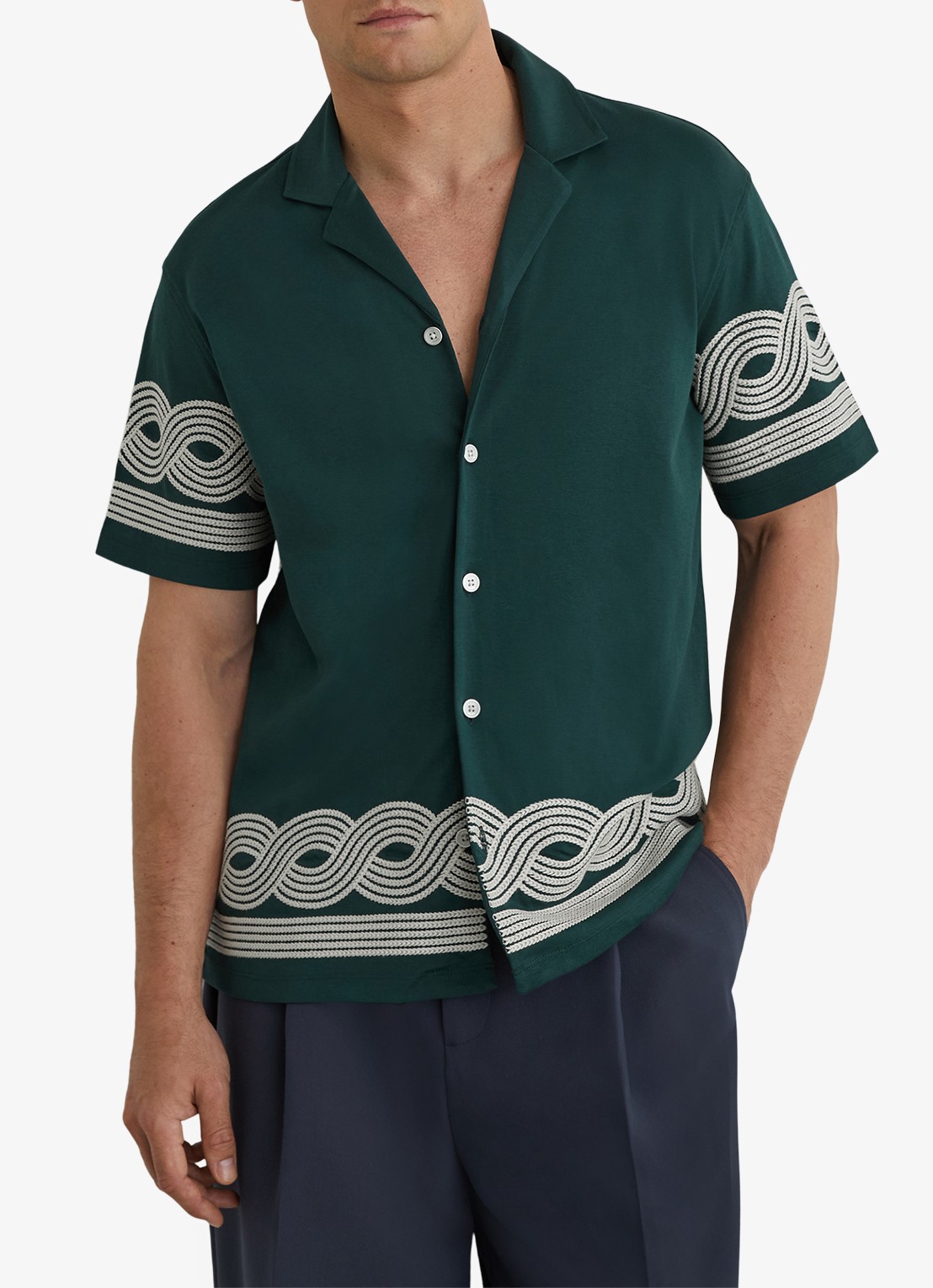 Reiss Arden regular fit overhemd met borduring - detail 9 donkergroen