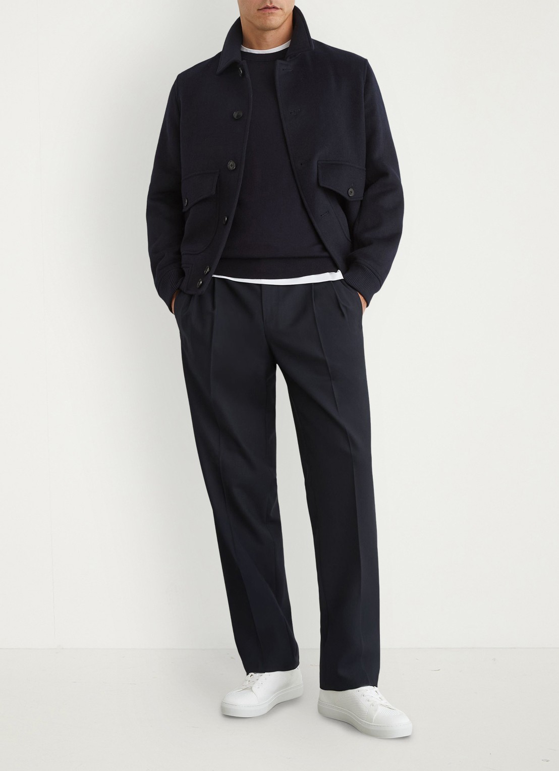 Reiss Arden regular fit pantalon met steekzakken - voorkant 2 donkerblauw
