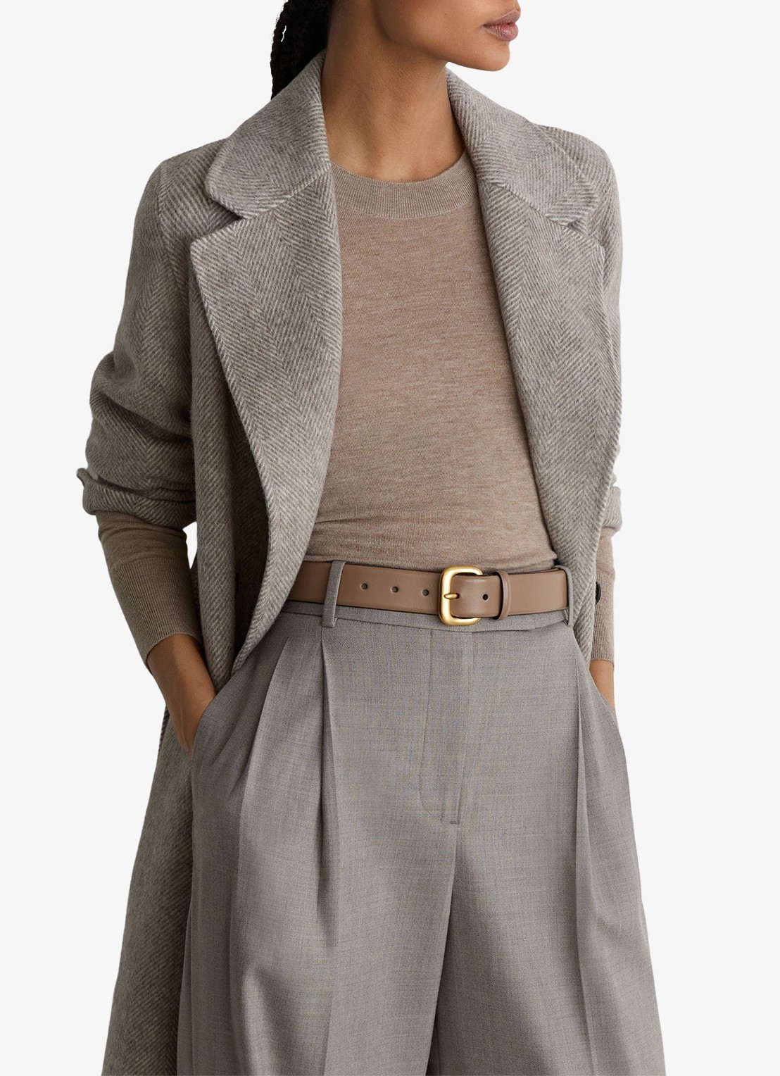 Reiss Arden riem van leer - detail 4 bruin