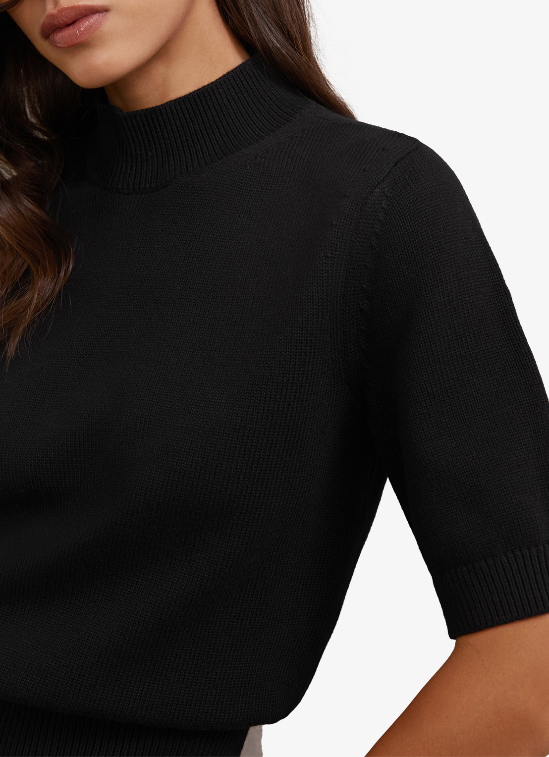 Reiss Aria fijngebreide top in wolblend met opstaande kraag - detail 6 black / zwart