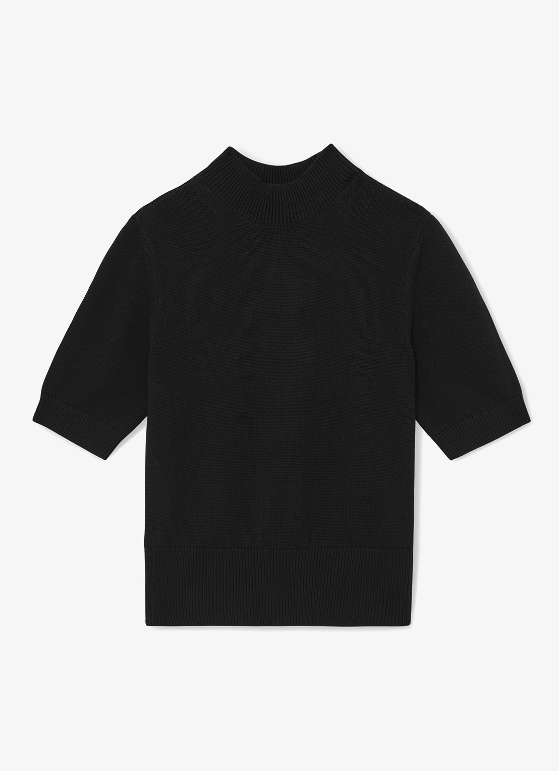 Reiss Aria fijngebreide top in wolblend met opstaande kraag - voorkant black / zwart