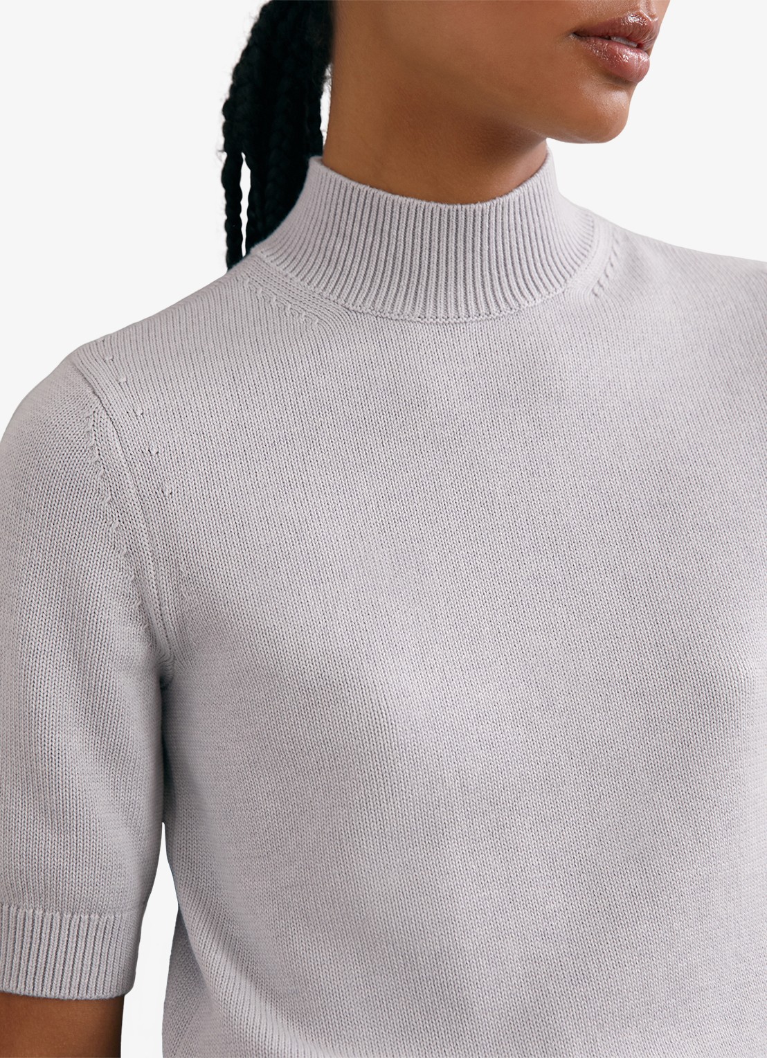 Reiss Aria fijngebreide top in wolblend met opstaande kraag - detail 5 grijs