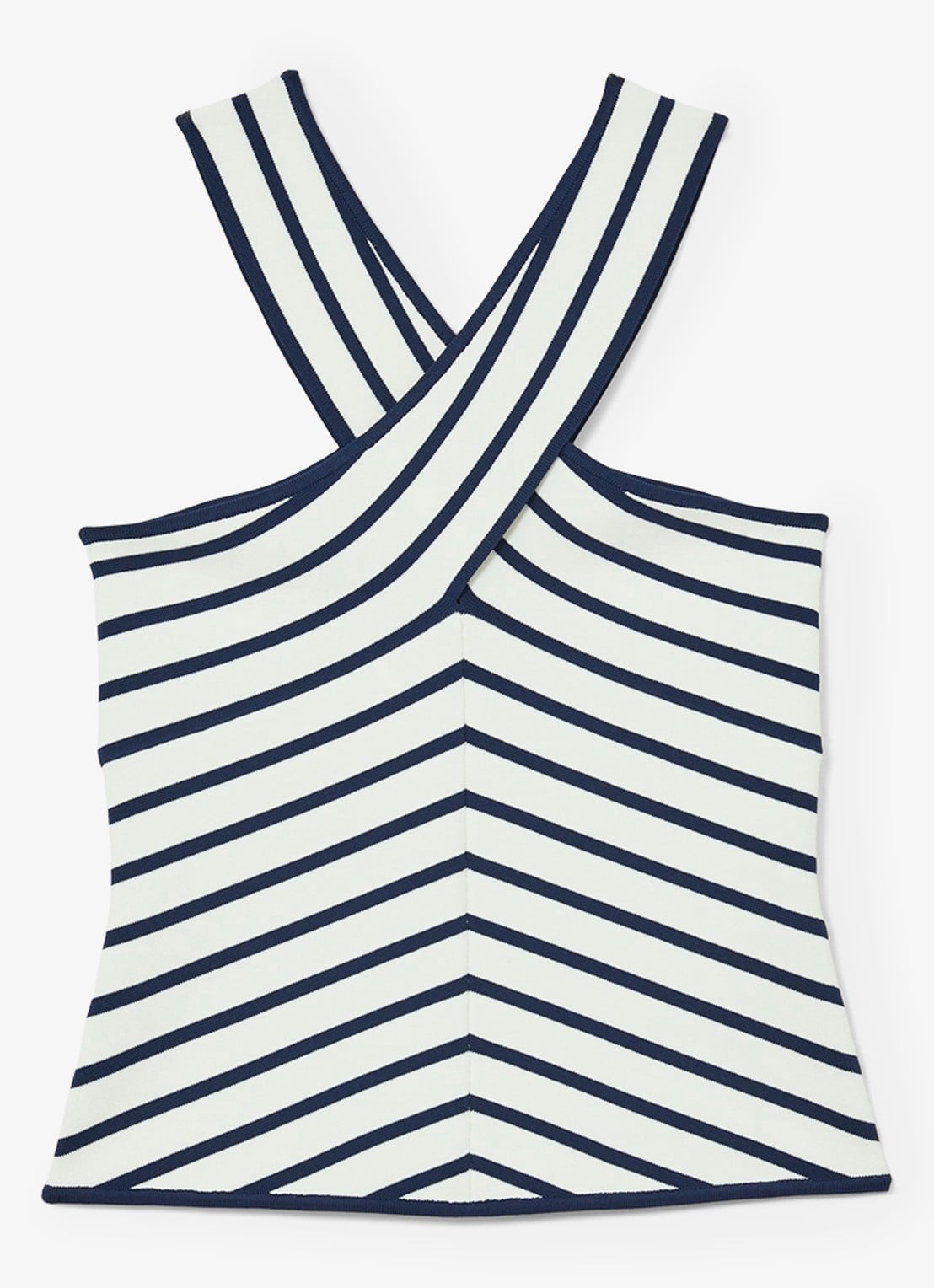 Reiss Aria fijngebreide top met streepprint - voorkant 4 wit / navy