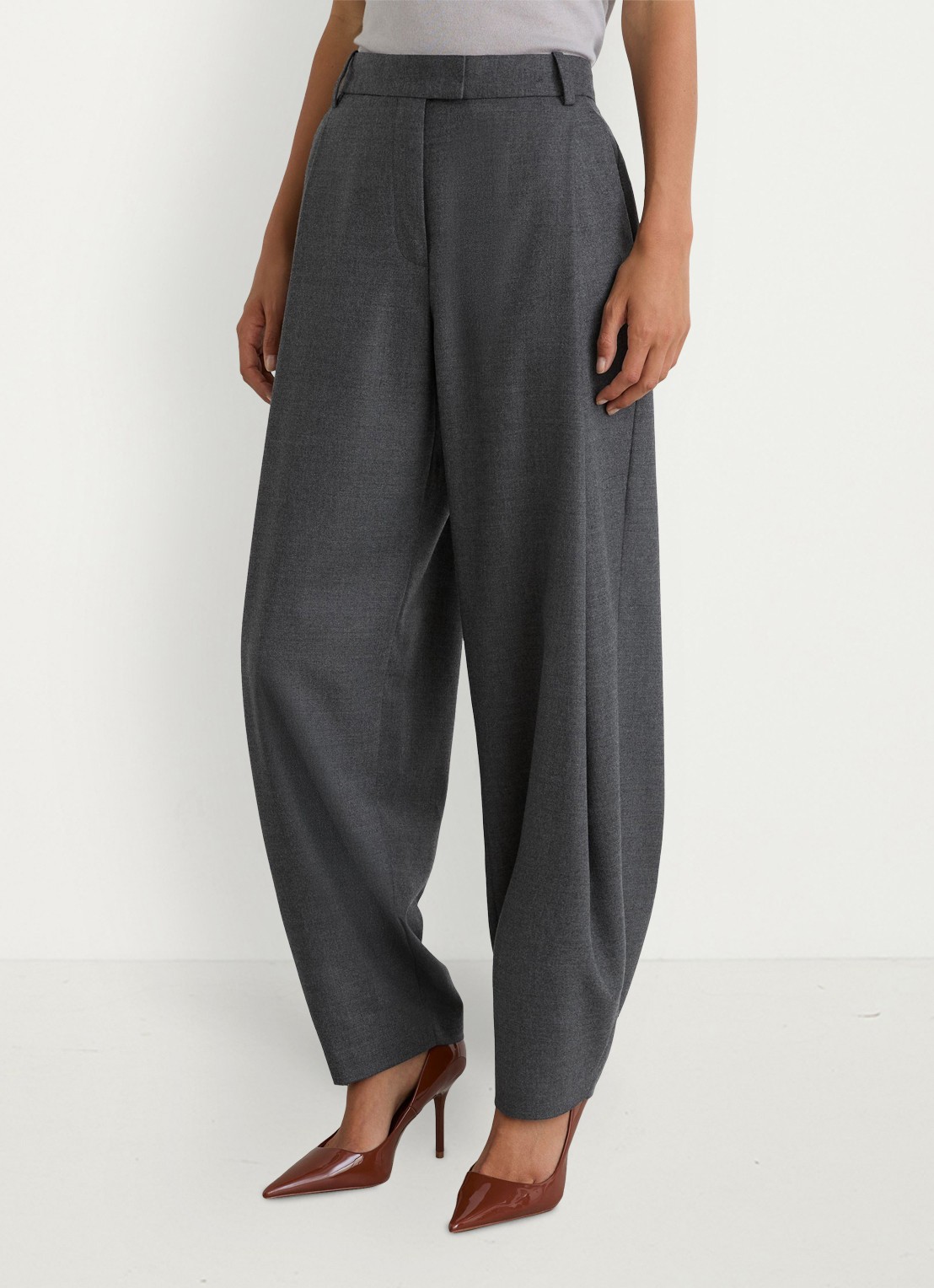 Reiss Aries high waist wide fit pantalon met steekzakken - detail 3 grijs