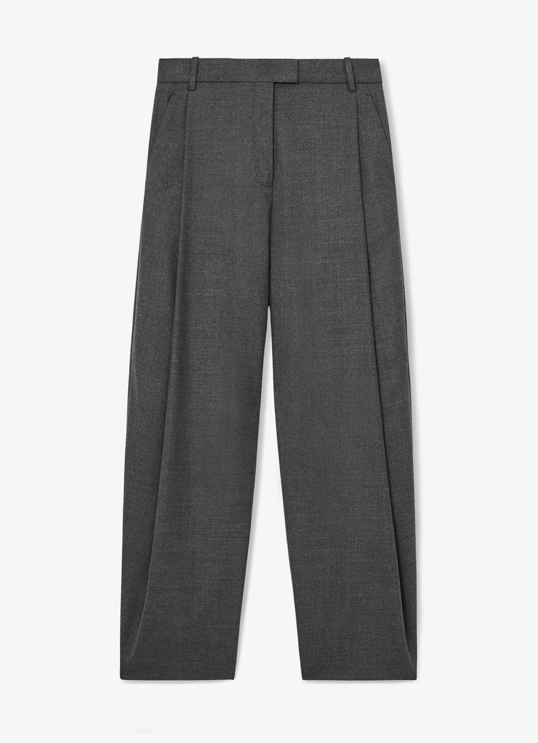 Reiss Aries high waist wide fit pantalon met steekzakken - voorkant grijs