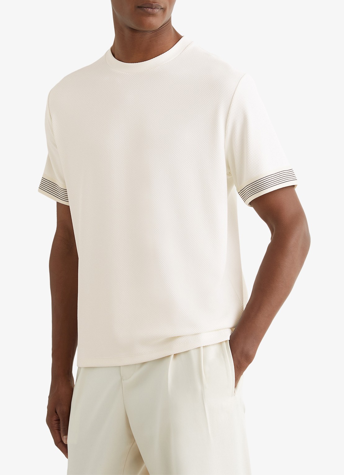 Reiss Aries T-shirt met structuur - detail 4 gebroken wit